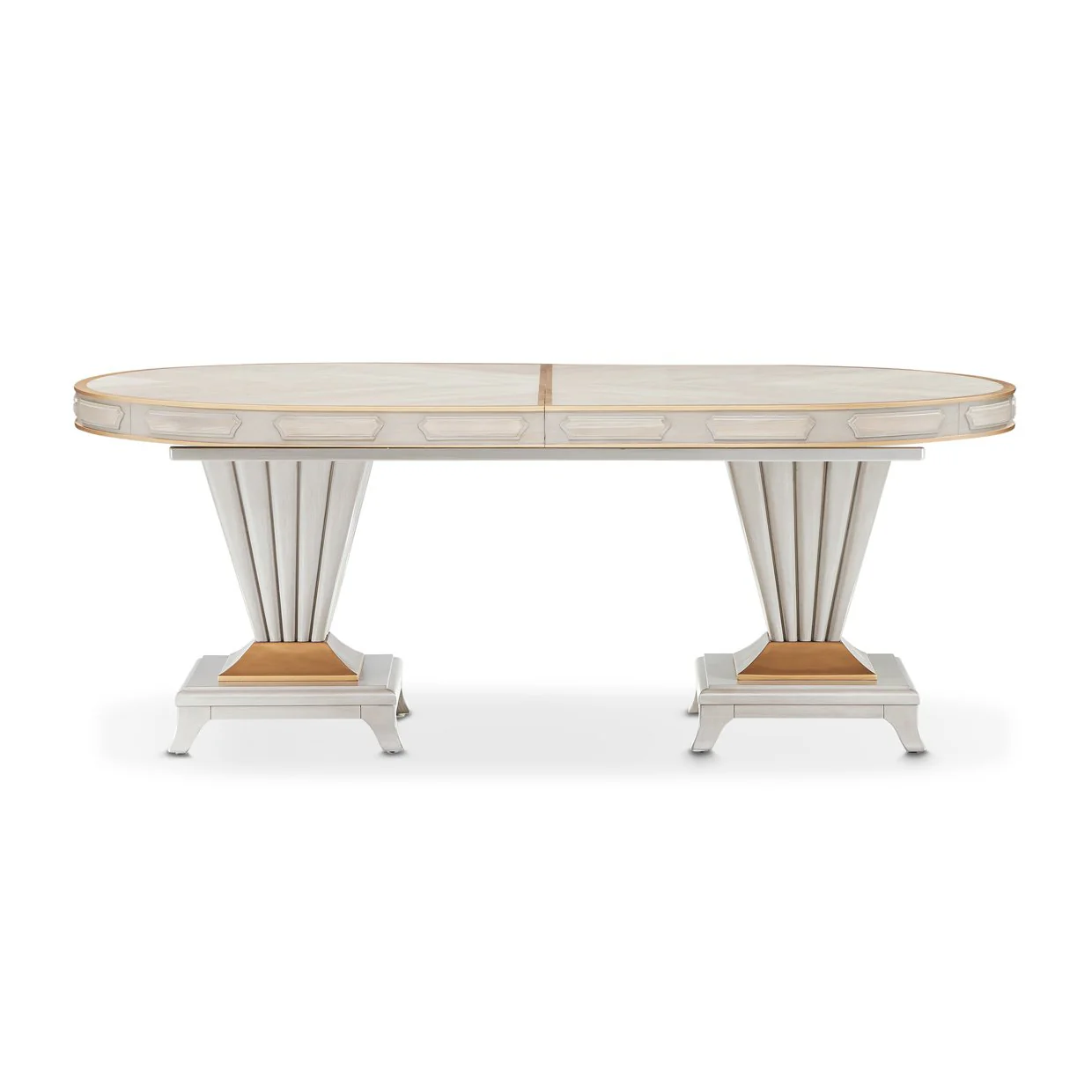 St. Charles Double Pedestal Dining Table -  Dove Gray - Image 4