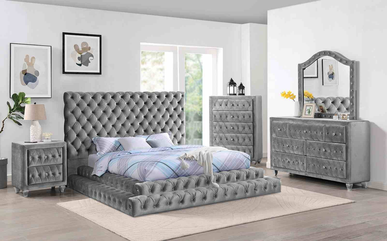 Stefania E.King Bed, Gray - Image 2