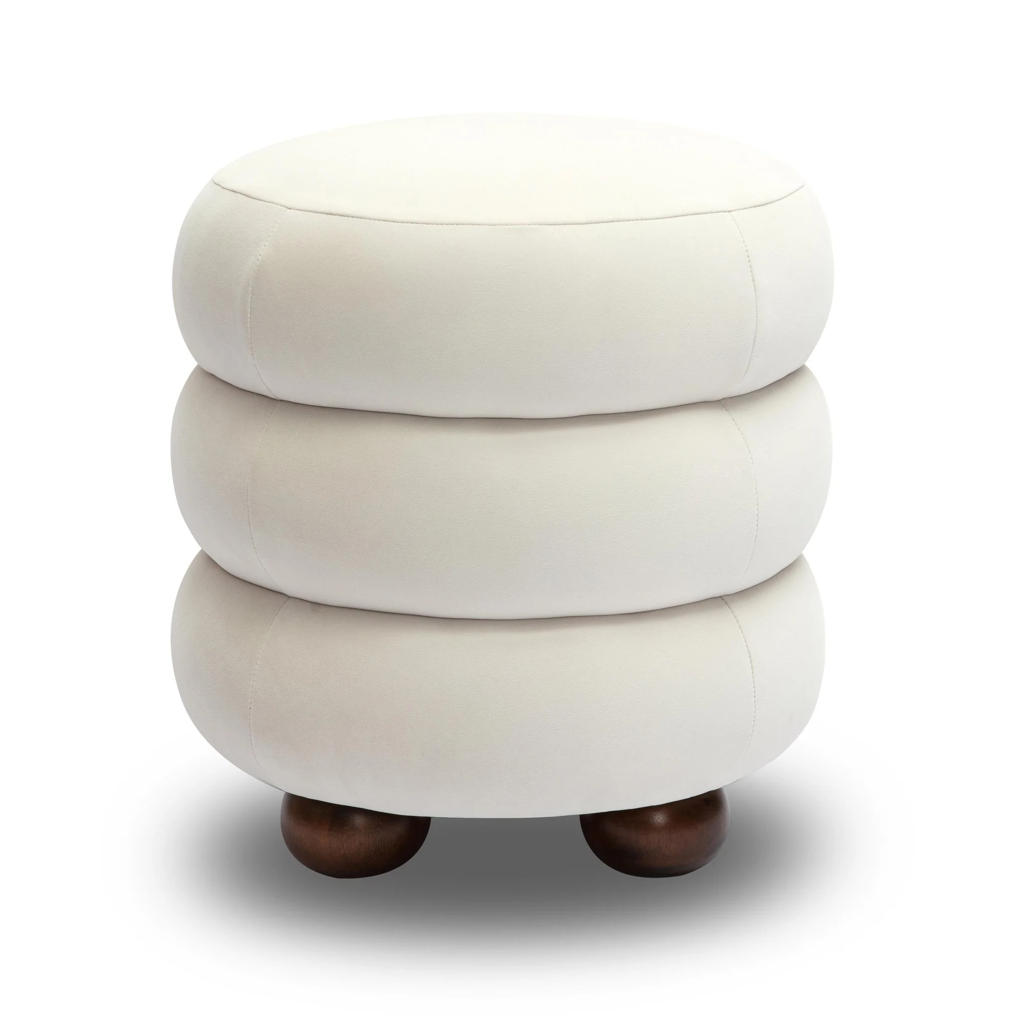 Stefanie Cream Velvet Ottoman - Image 3