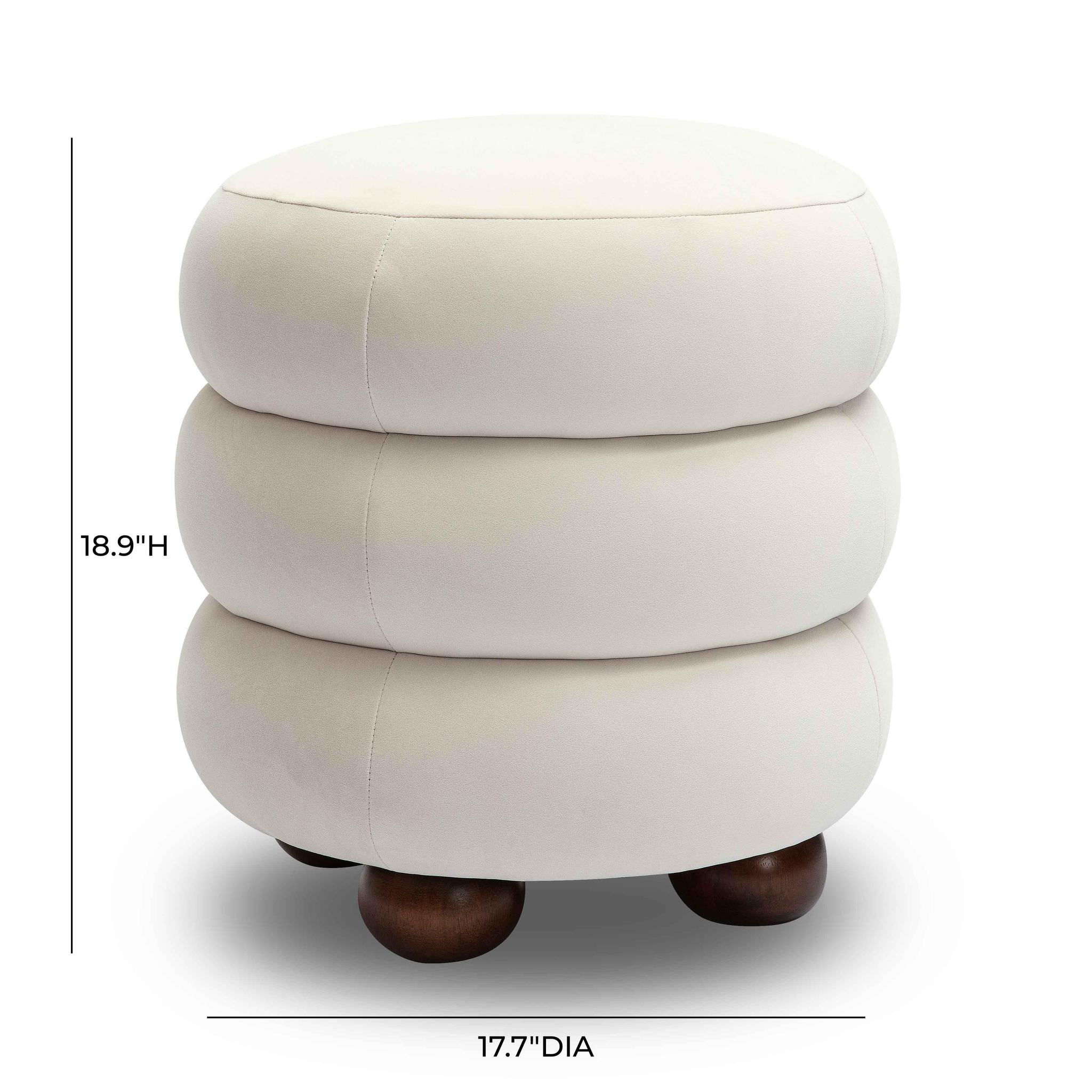 Stefanie Cream Velvet Ottoman - Image 6