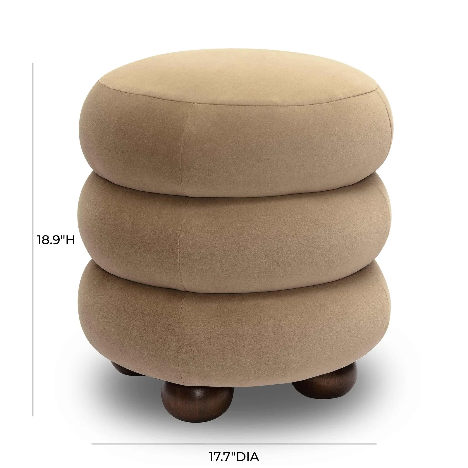 Stefanie Taupe Velvet Ottoman - Image 6