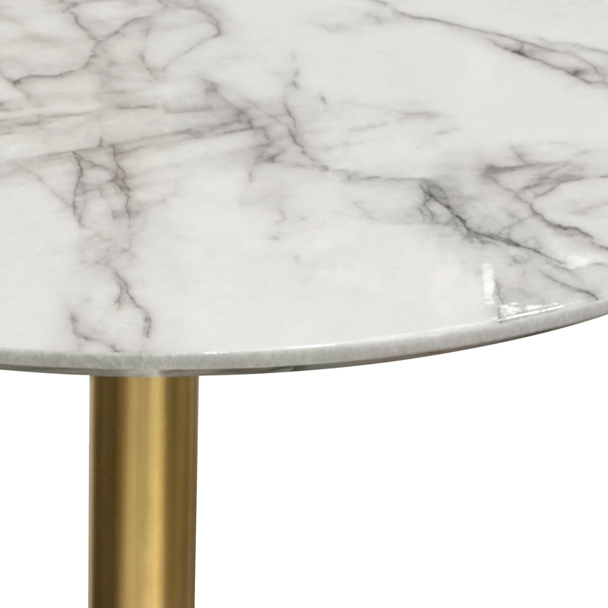 Stella 36" Round Bar Height Table w/ Faux Marble Top and Brushed Gold Metal Base by Diamond Sofa - Image 7