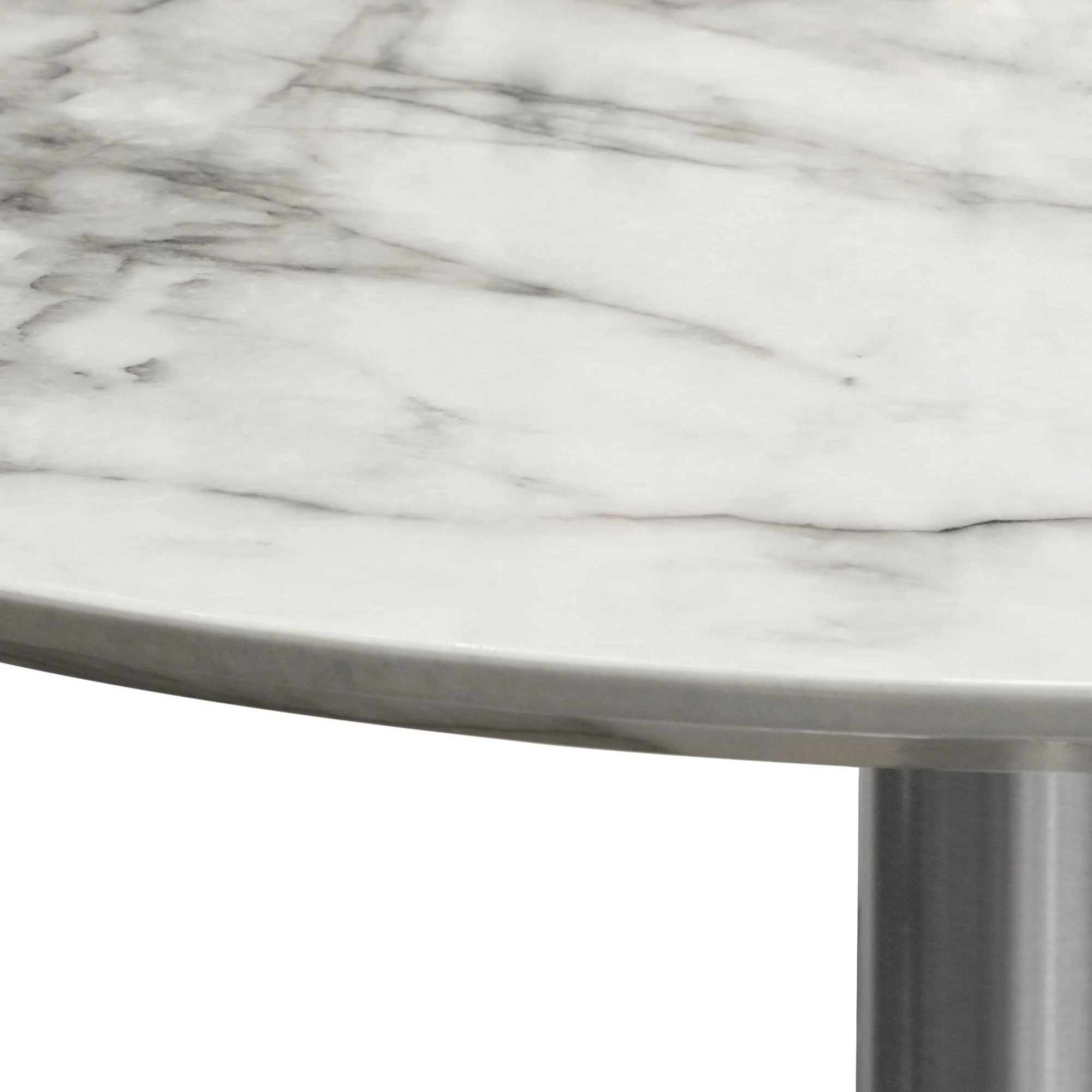 Stella 36" Round Bar Height Table w/ Faux Marble Top and Brushed Silver Metal Base by Diamond Sofa - Image 6