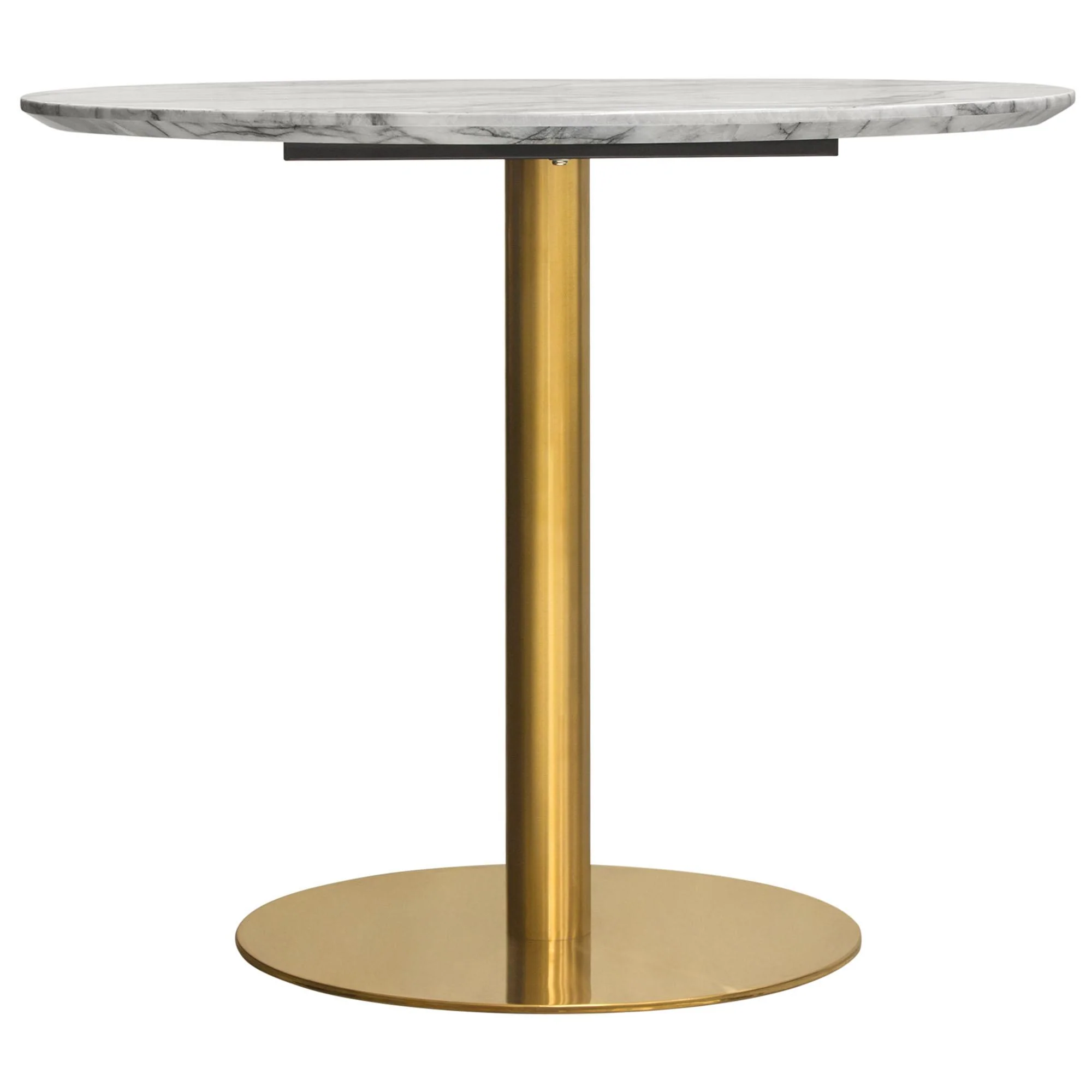 Stella 36" Round Dining Table w/ Faux Marble Top and Brushed Gold Metal Base by Diamond Sofa - Image 4