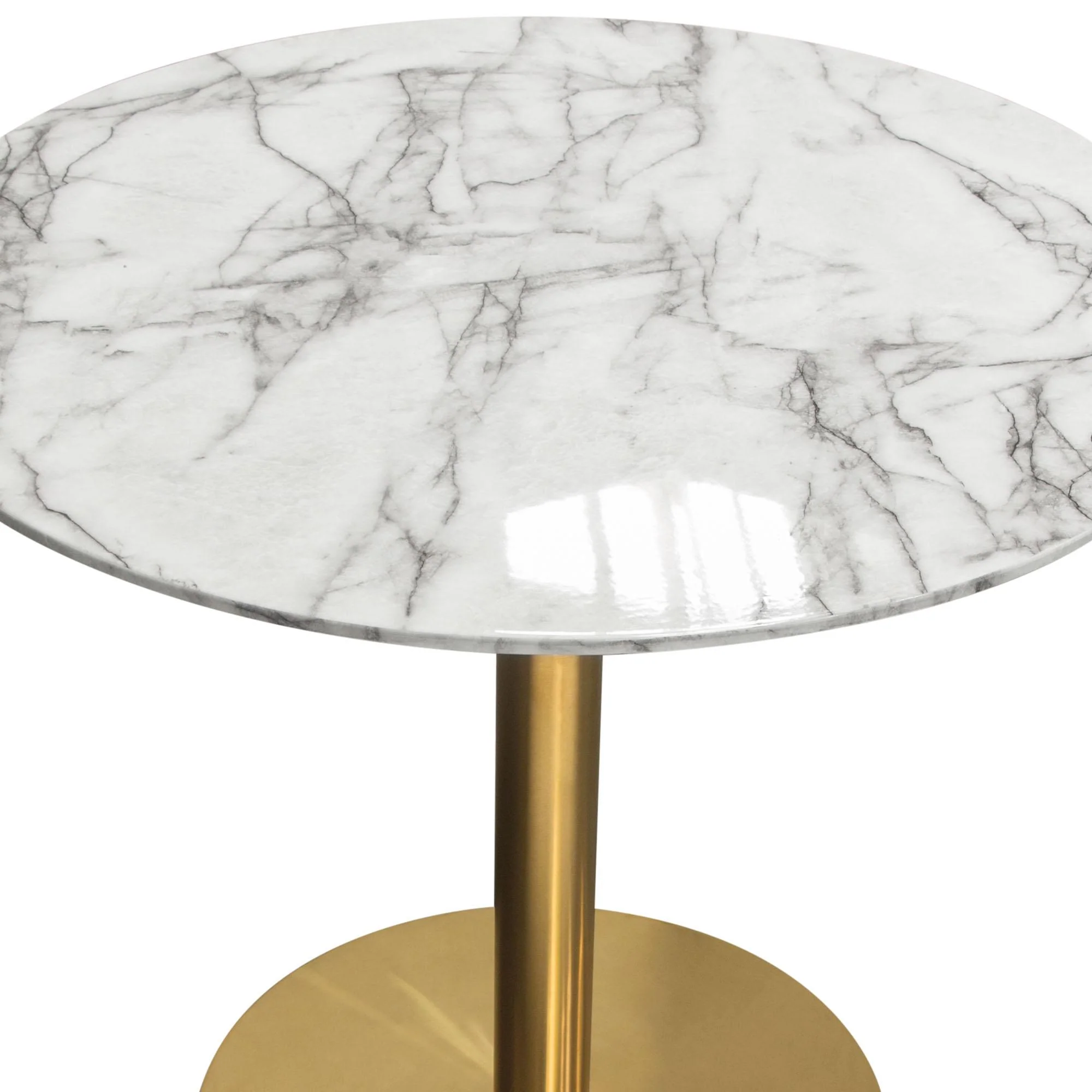 Stella 36" Round Dining Table w/ Faux Marble Top and Brushed Gold Metal Base by Diamond Sofa - Image 7