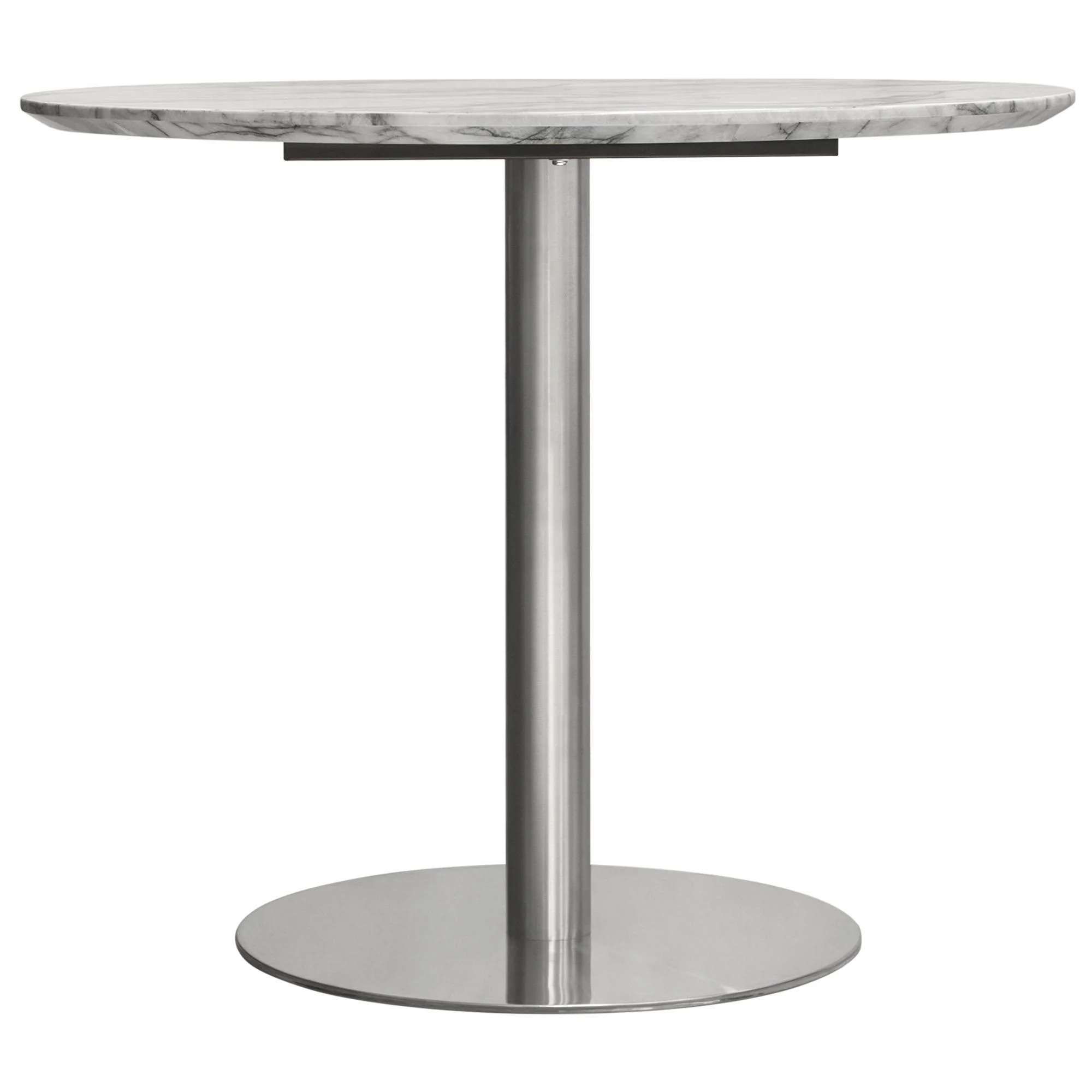 Stella 36" Round Dining Table w/ Faux Marble Top and Brushed Silver Metal Base by Diamond Sofa - Image 4