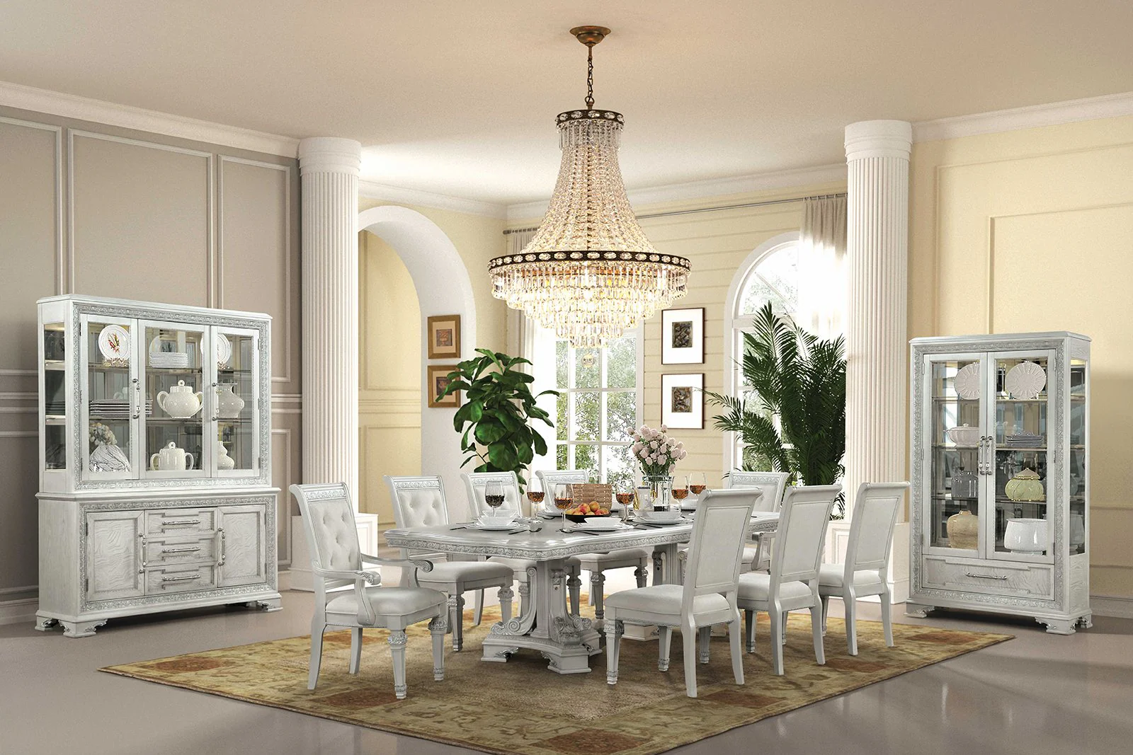 Stella Mia 9 Pc. Dining Table Set (2AC+6SC) - Image 2