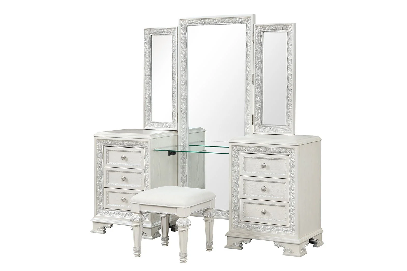 Stella Mia Vanity w/ Stool, Creamy White - Image 3