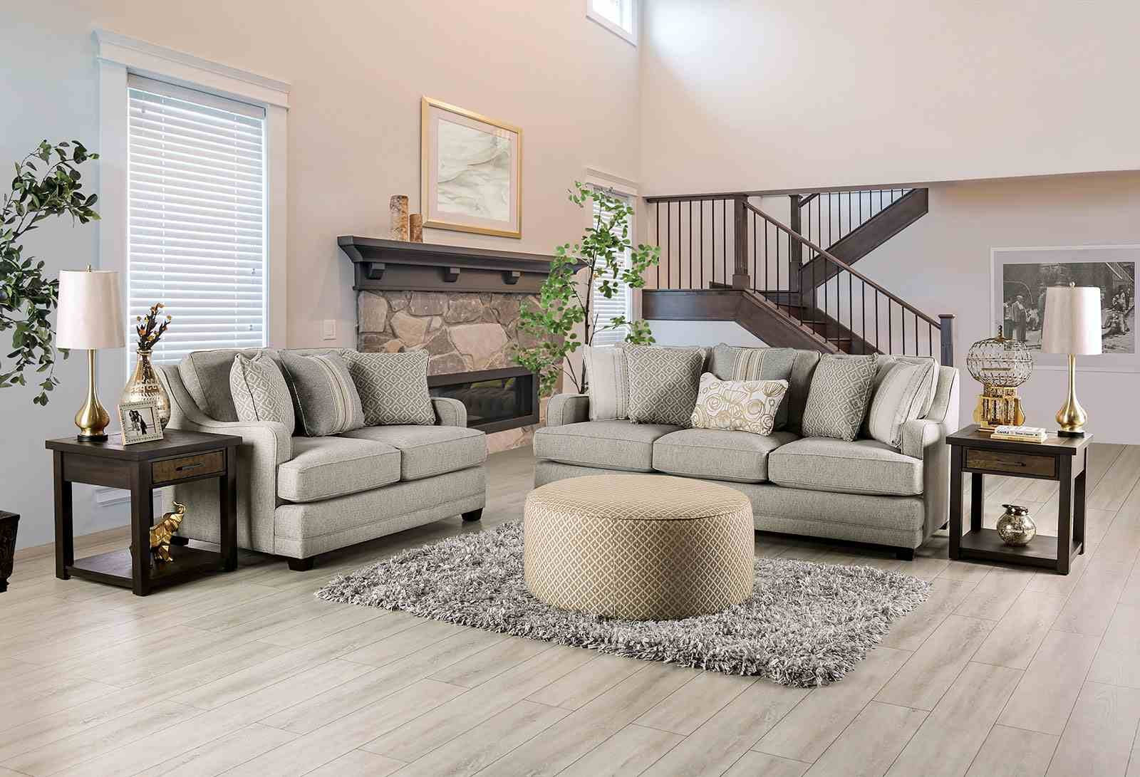 Stephney Ottoman, Gray/Gold - Image 2