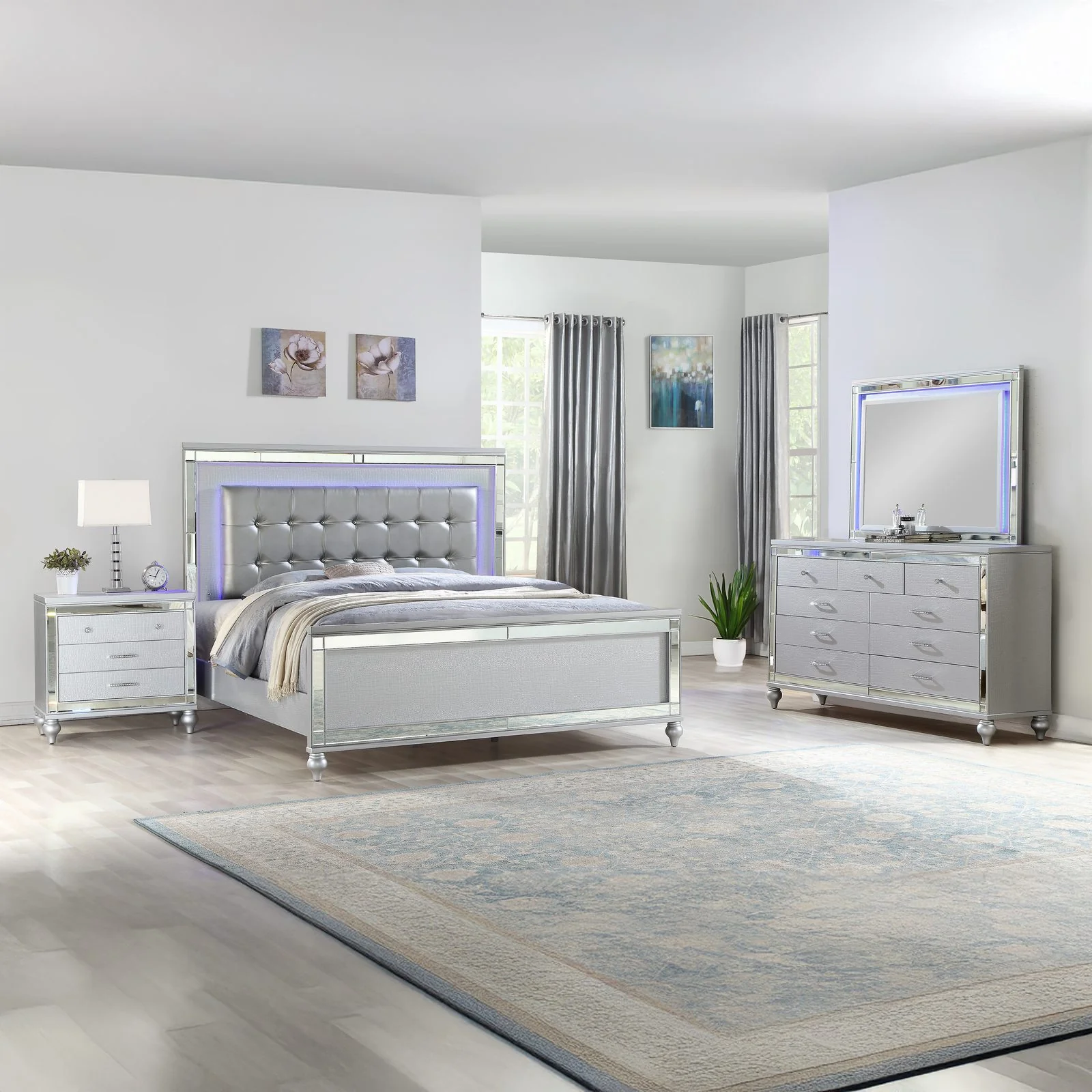 Sterling 4 Pc Full Bed Silver - Image 15
