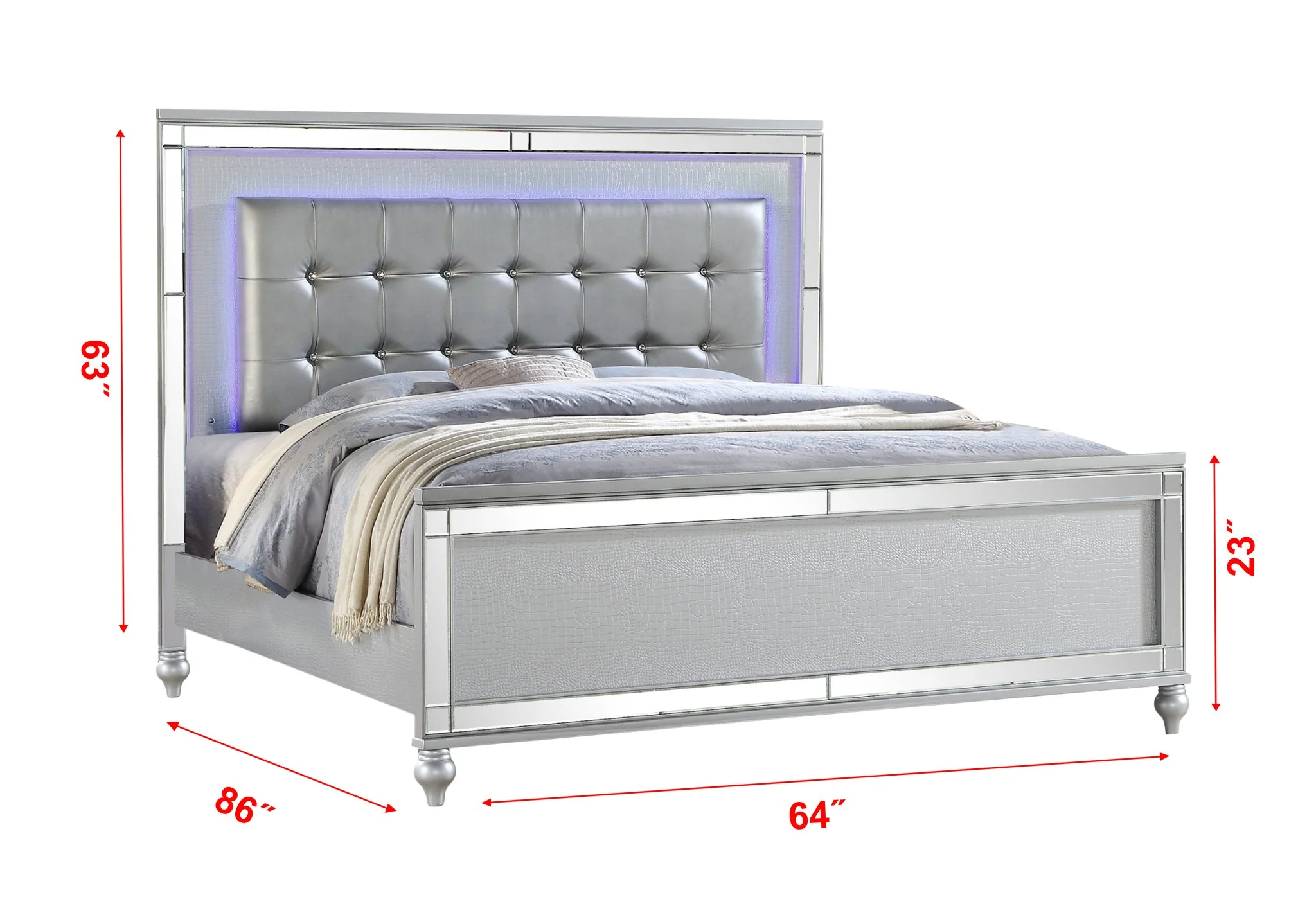 Sterling 4 Pc Queen Bed Silver - Image 3