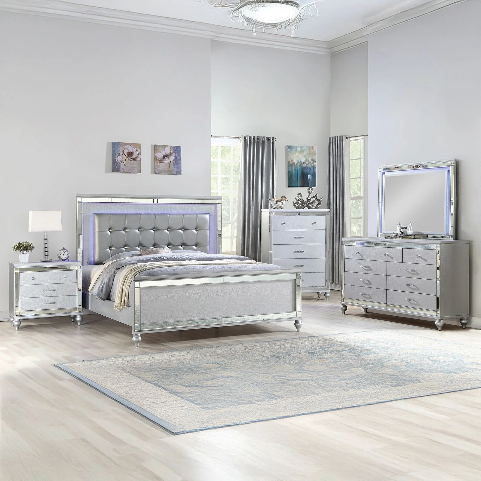 Sterling 5 Pc Full Bed Silver - Image 17