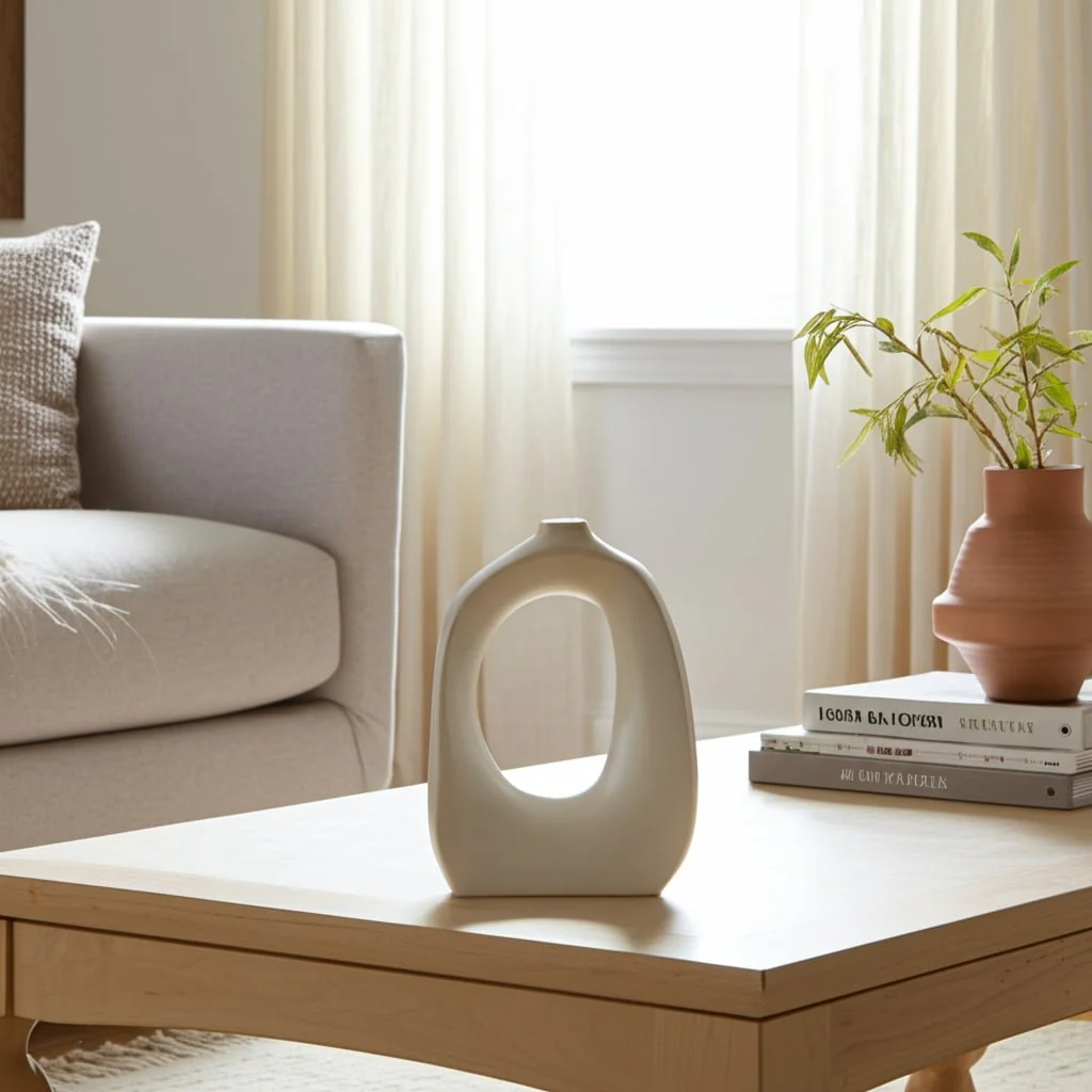 Stoneware 11" Curvy Cut-out Vase, Cotton - Image 12