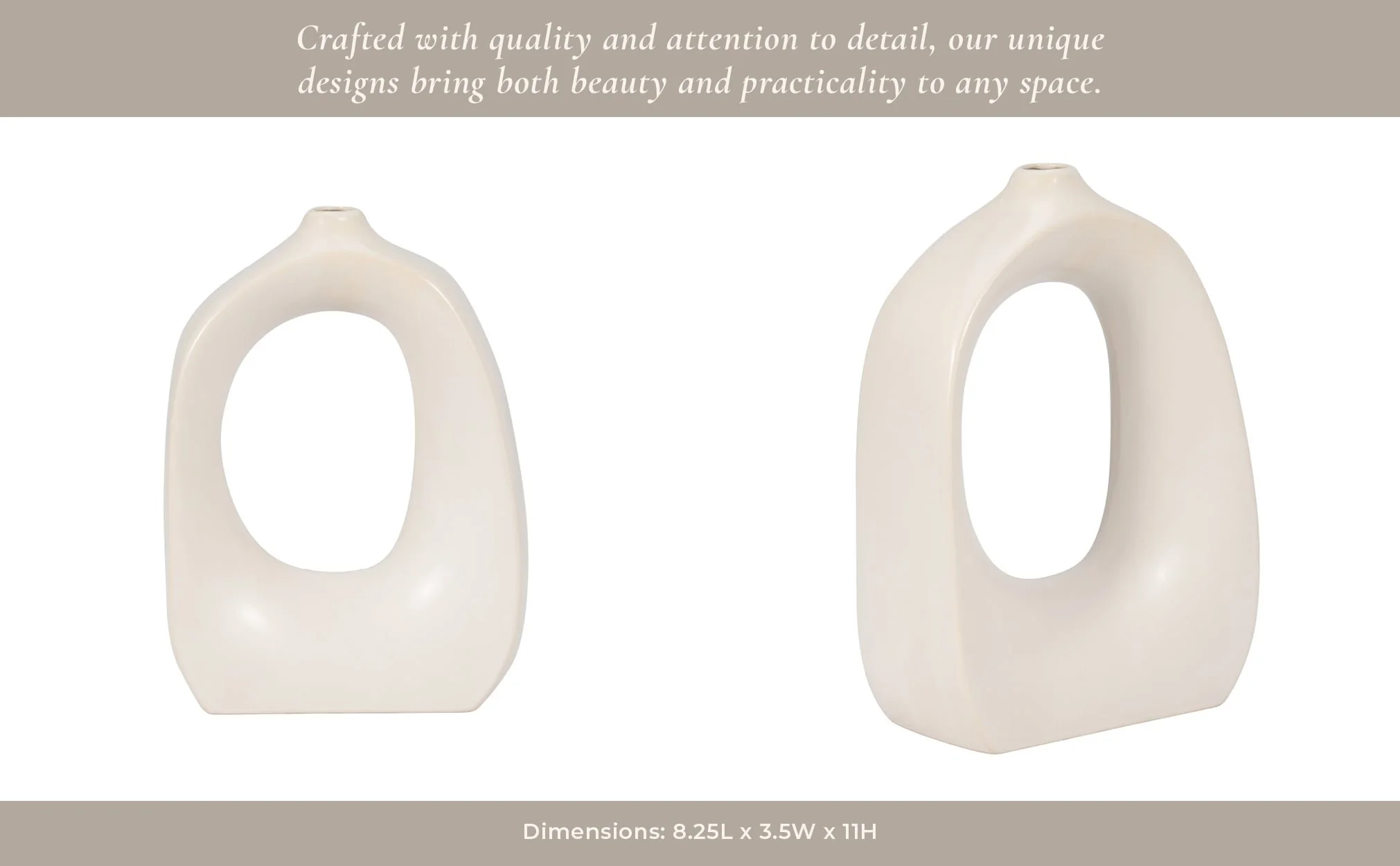 Stoneware 11" Curvy Cut-out Vase, Cotton - Image 14