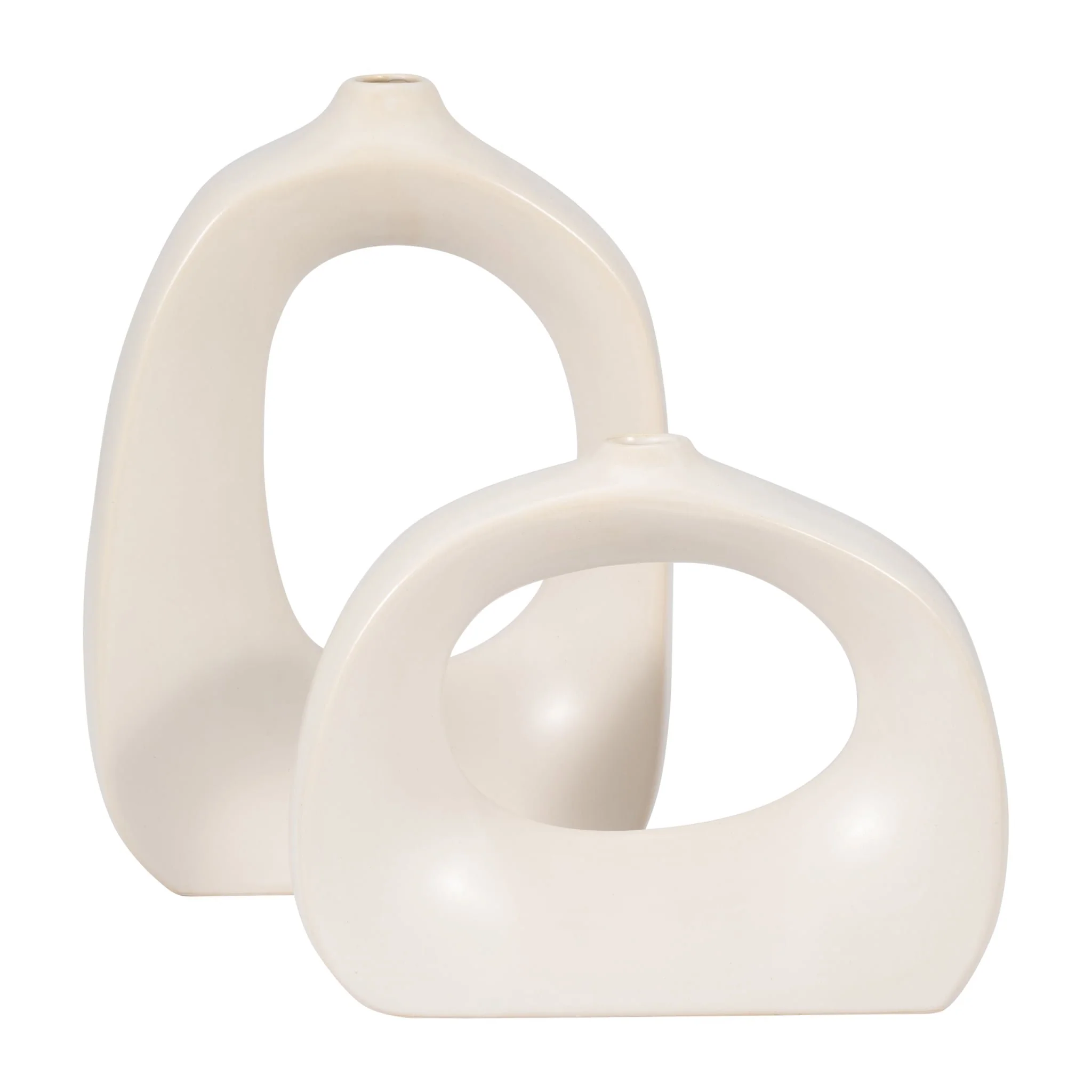 Stoneware 11" Curvy Cut-out Vase, Cotton - Image 8