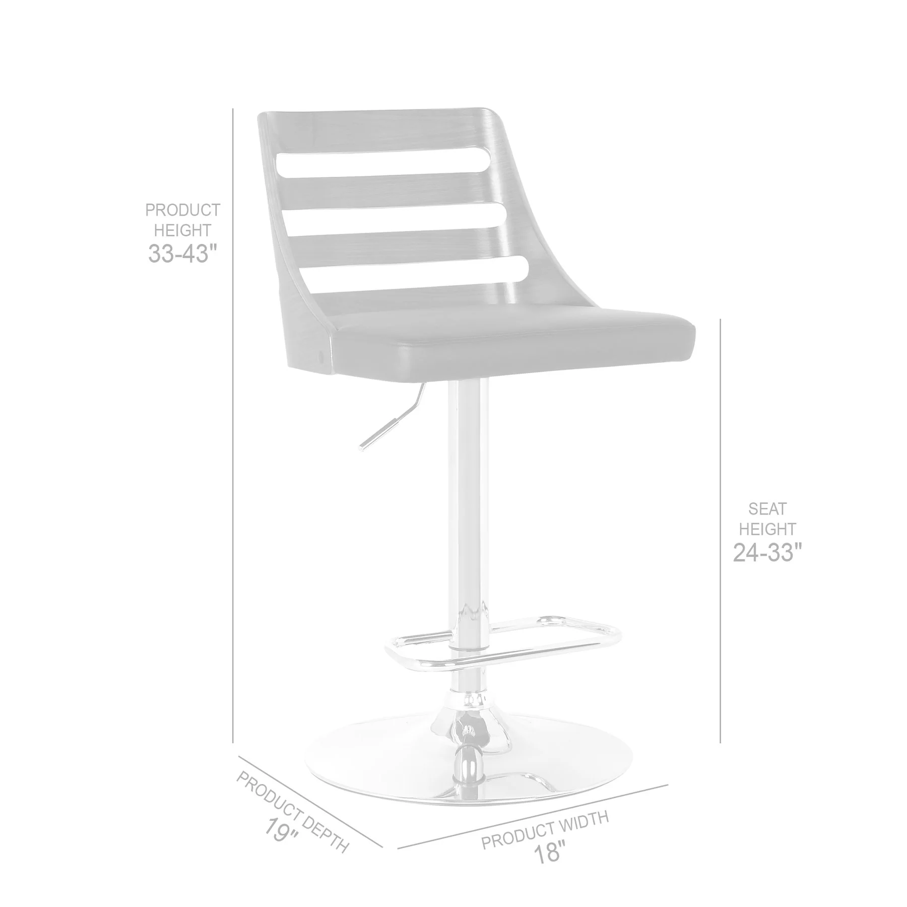 Storm Barstool in Chrome finish with Walnut wood and Black Faux Leather - Image 4