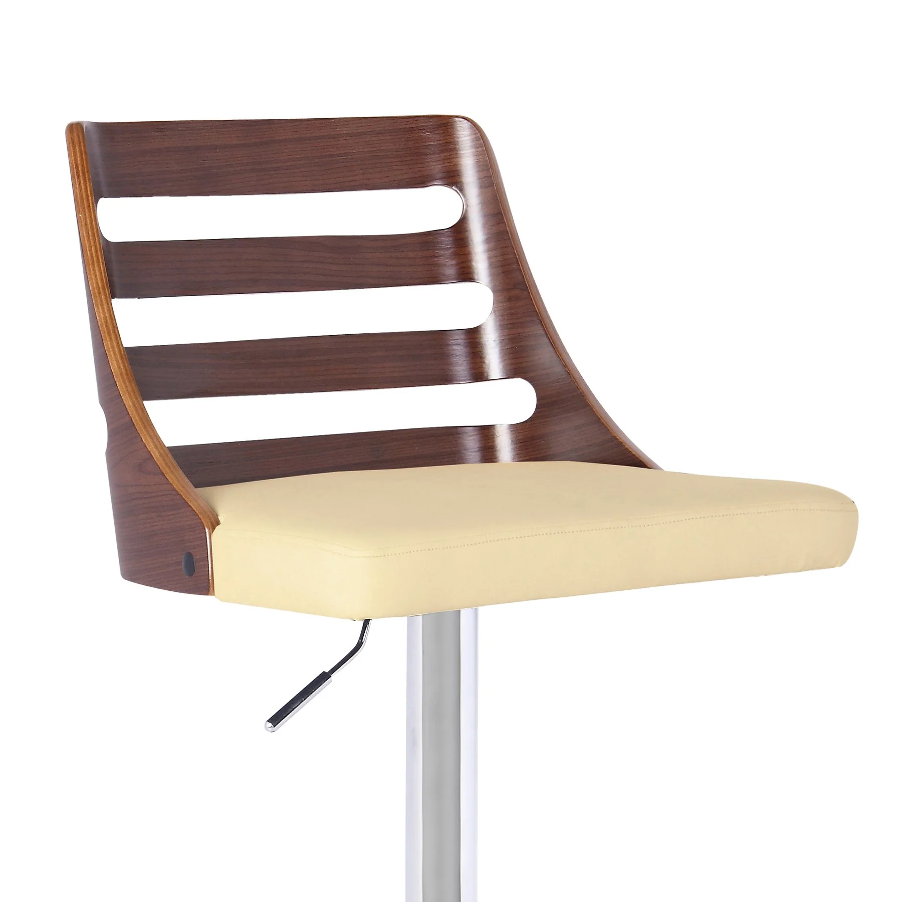 Storm Barstool in Chrome finish with Walnut wood and Cream Faux Leather - Image 2