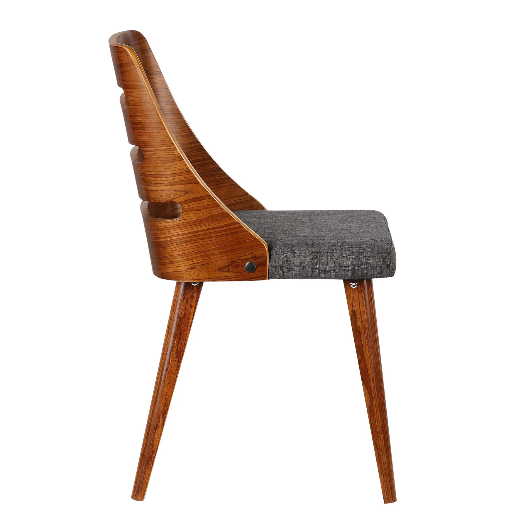 Storm Mid-Century Dining Chair in Walnut Wood and Charcoal Fabric - Image 3