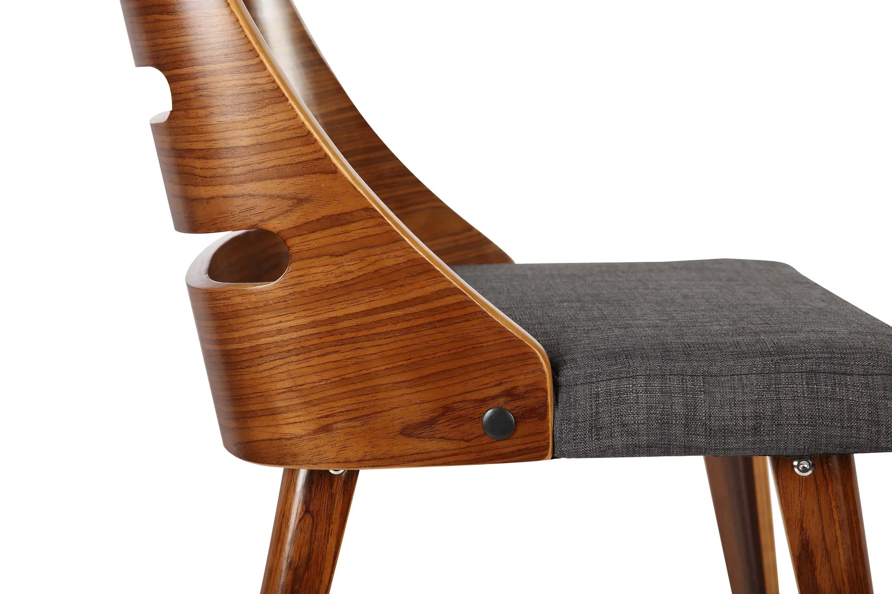 Storm Mid-Century Dining Chair in Walnut Wood and Charcoal Fabric - Image 6