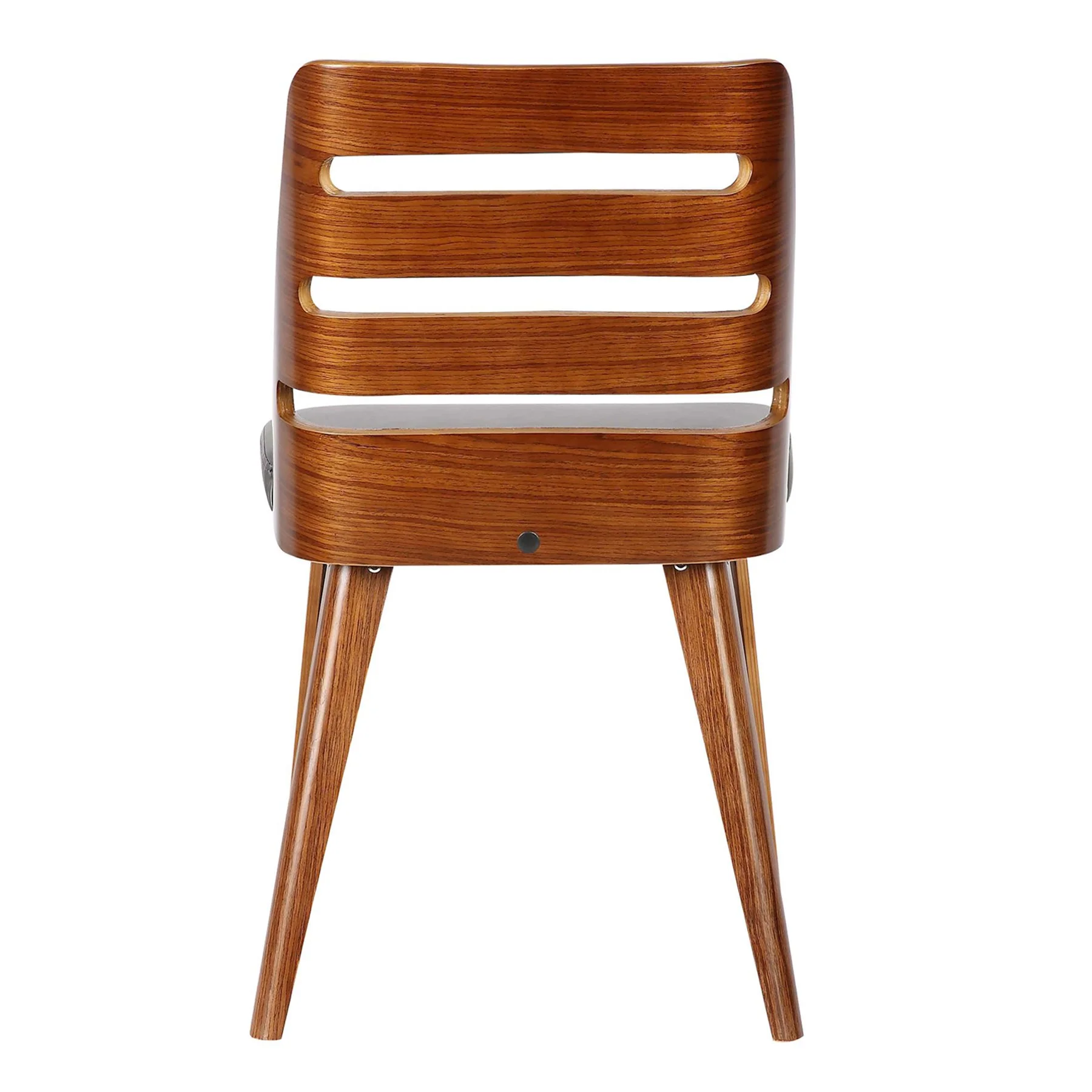Storm Mid-Century Dining Chair in Walnut Wood and Gray Faux Leather - Image 4