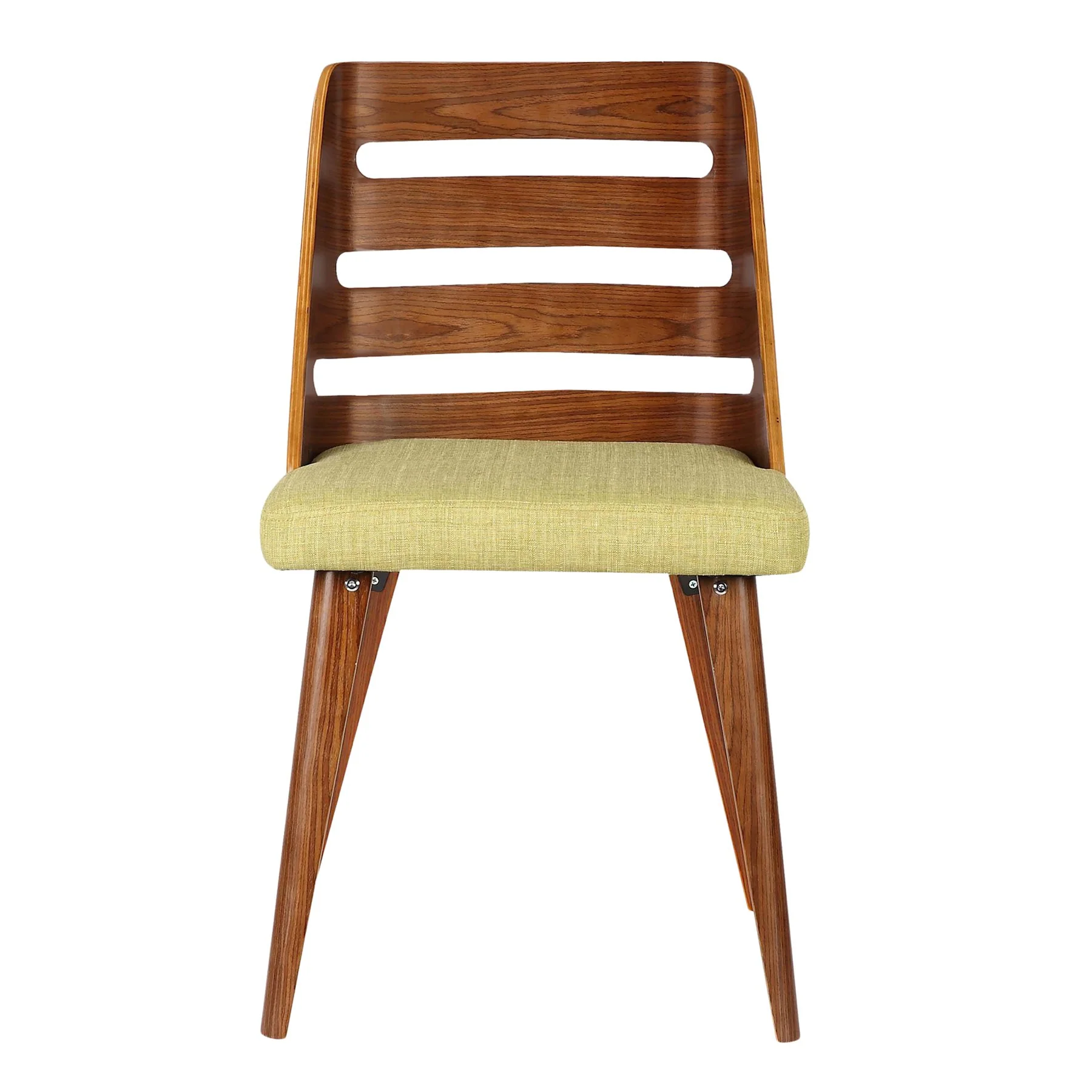 Storm Mid-Century Dining Chair in Walnut Wood and Green Fabric - Image 2