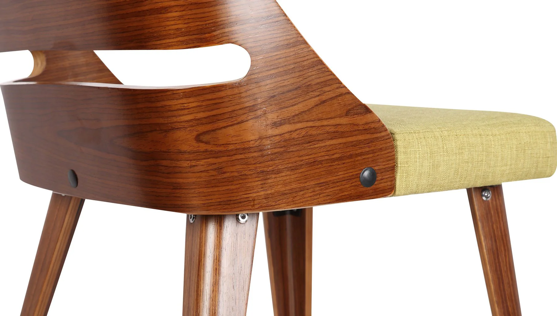 Storm Mid-Century Dining Chair in Walnut Wood and Green Fabric - Image 6