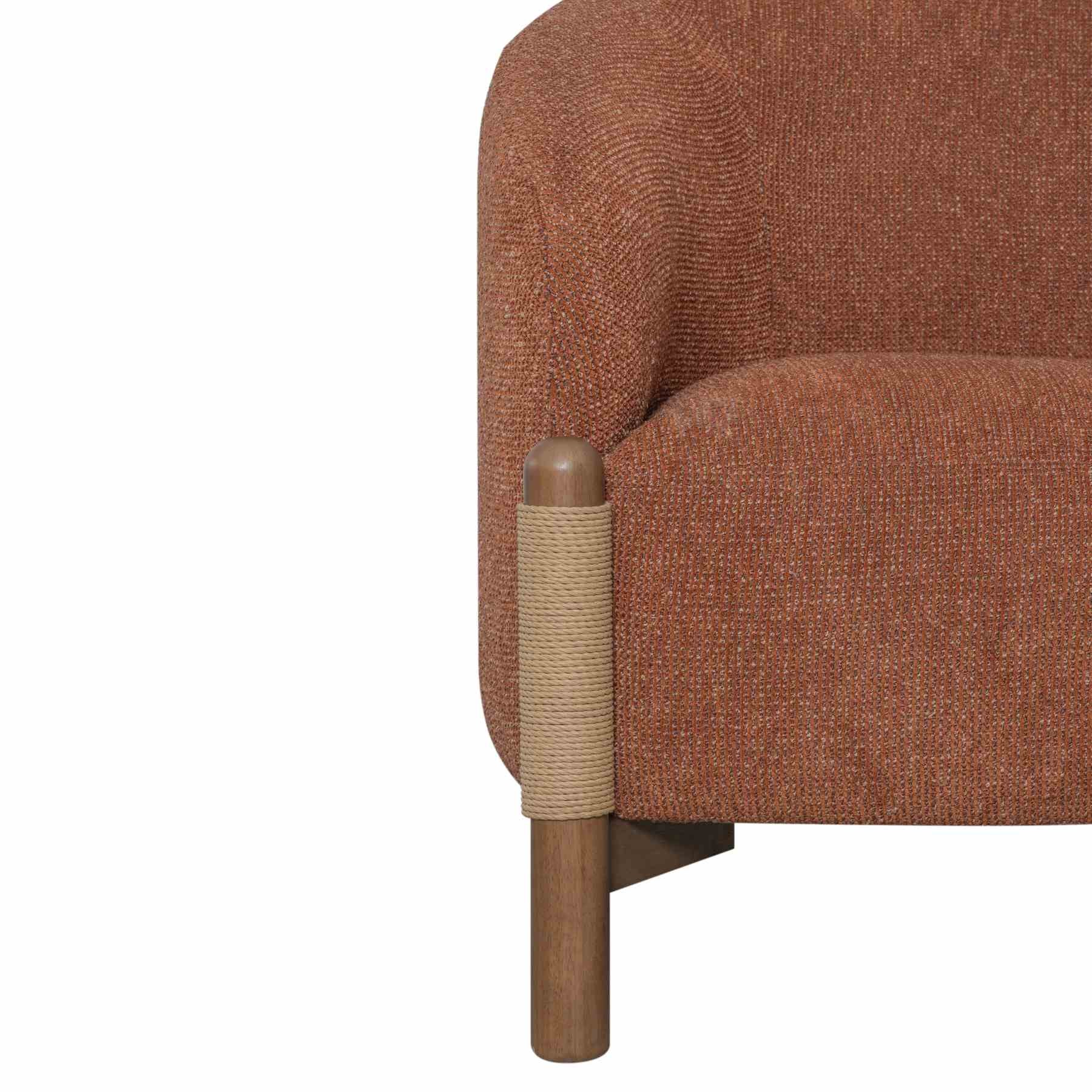 Stormy Accent Chair in Salted Rust Fabric with Chestnut Brown Finish - Image 3