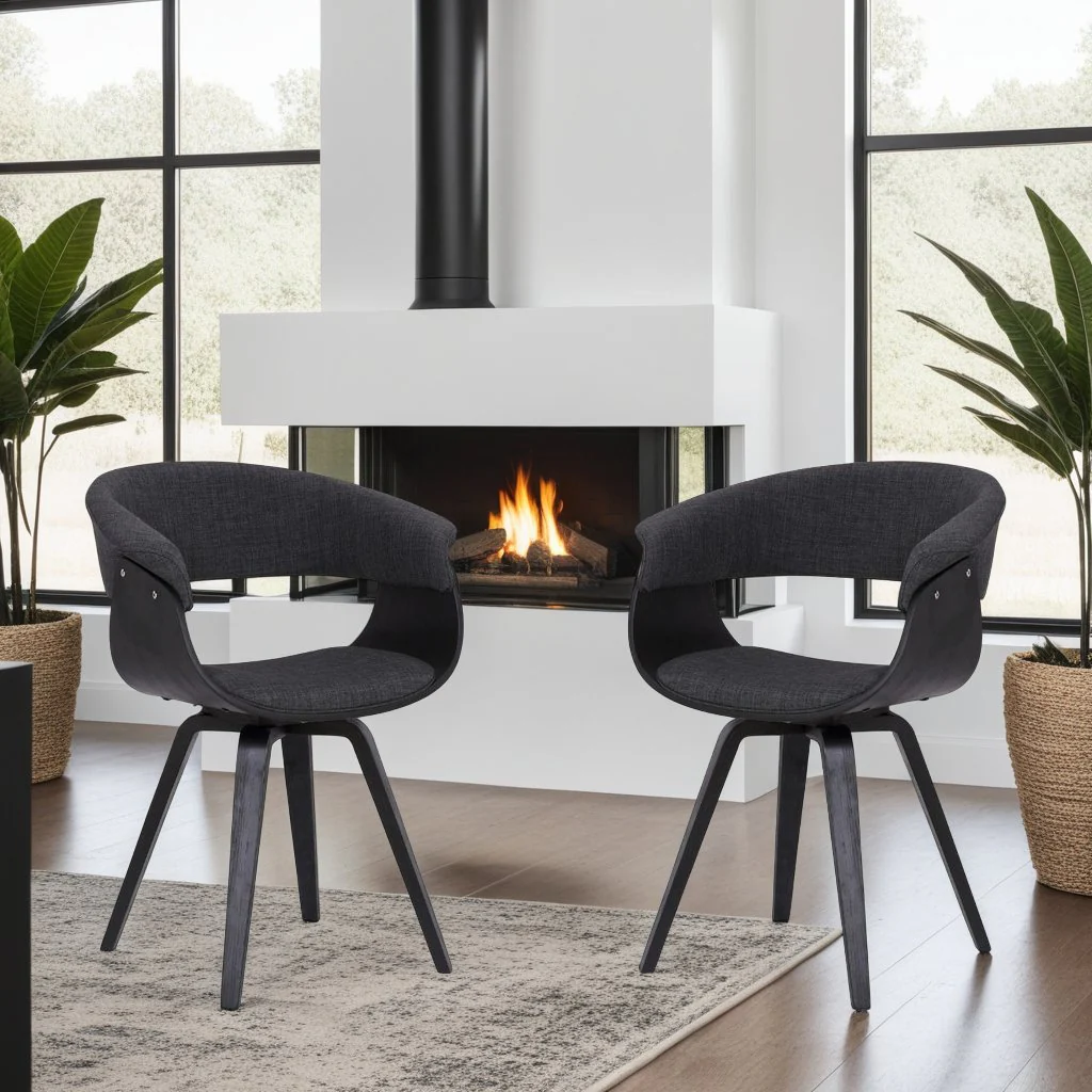 Summer Contemporary Dining Chair in Black Brush Wood Finish and Charcoal Fabric - Image 6