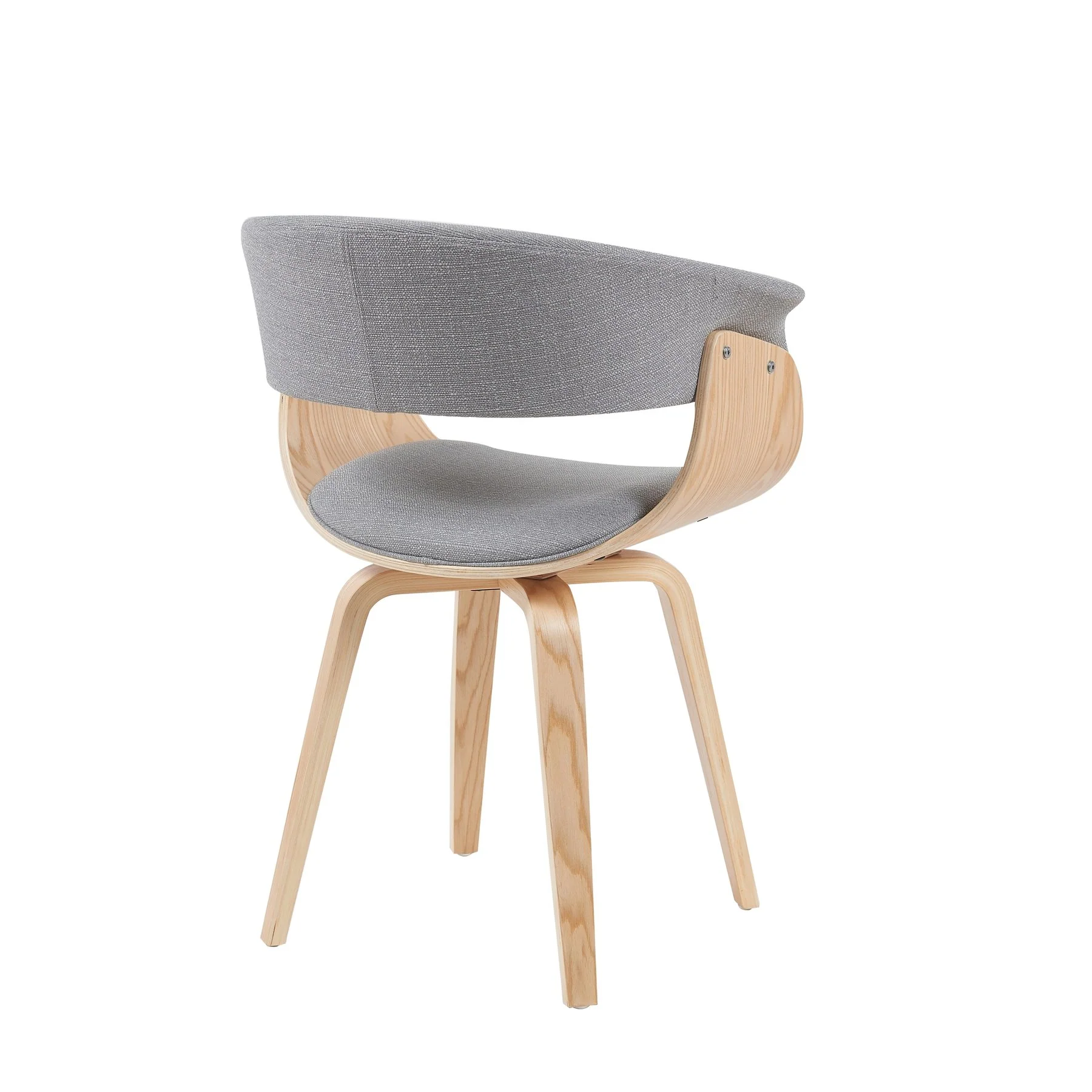 Summer Mid-Century Upholstered Dining Chair in Grey and Patterned Oak Finish - Image 3
