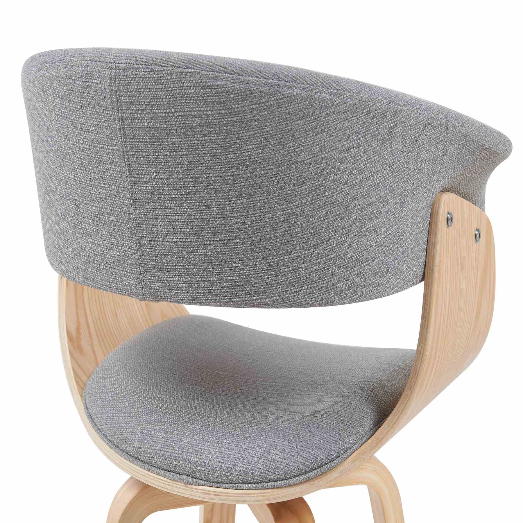 Summer Mid-Century Upholstered Dining Chair in Grey and Patterned Oak Finish - Image 5