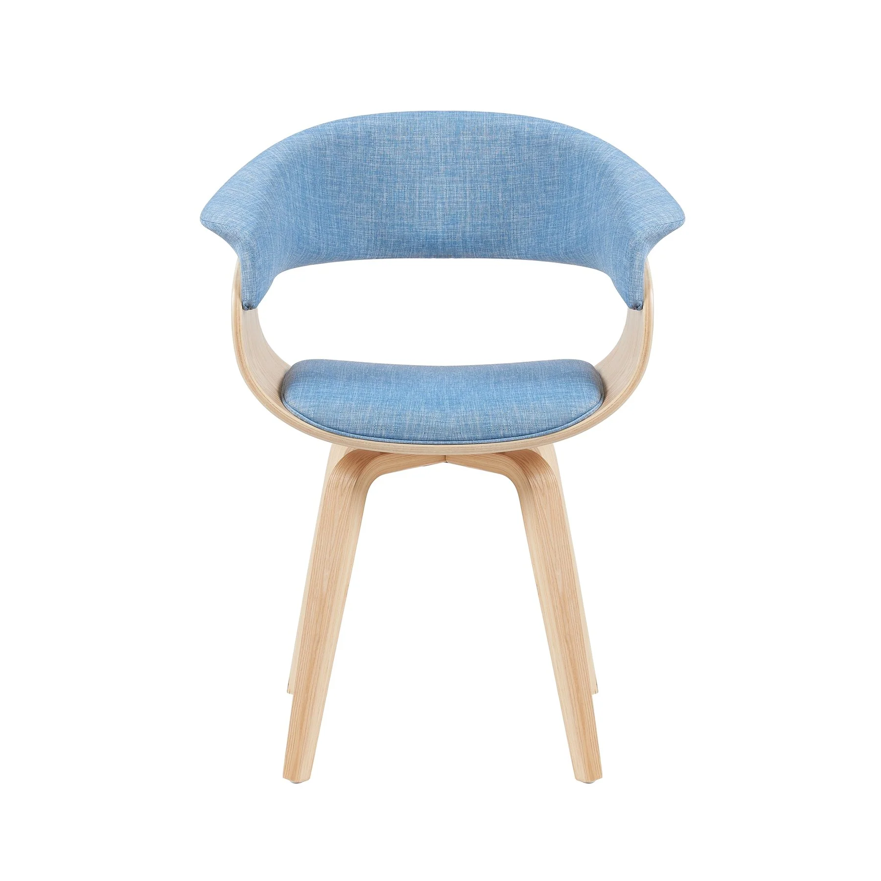 Summer Mid-Century Upholstered Dining Chair in Light Blue and Patterned Oak Finish - Image 2