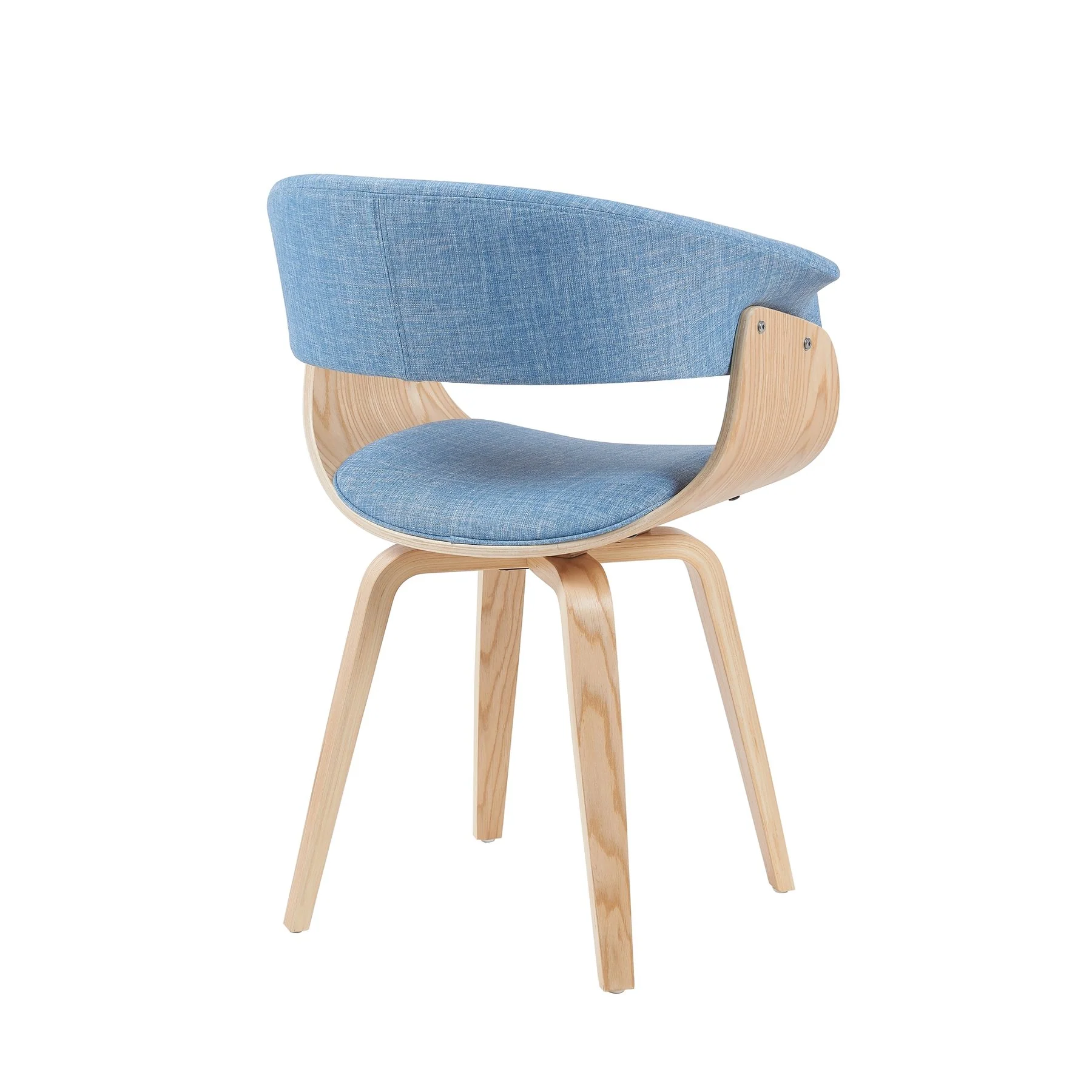 Summer Mid-Century Upholstered Dining Chair in Light Blue and Patterned Oak Finish - Image 3