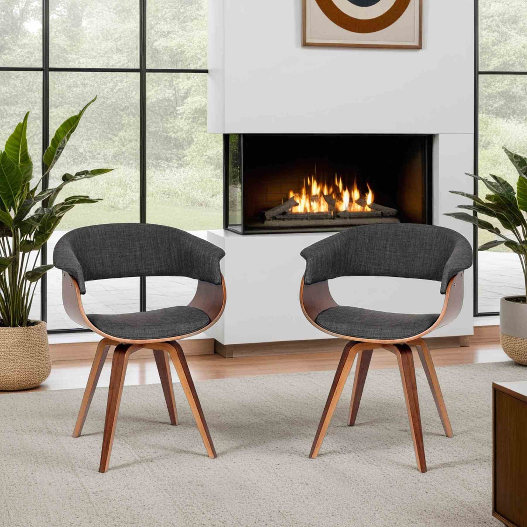 Summer Modern Chair In Charcoal Fabric and Walnut Wood - Image 4