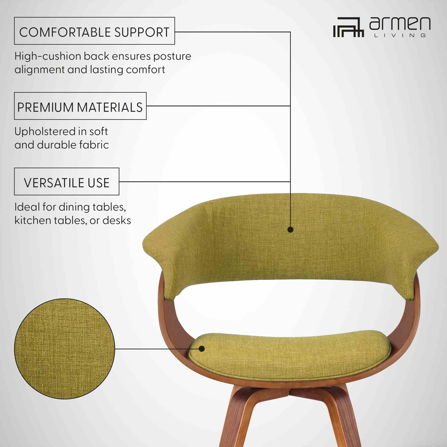 Summer Modern Chair In Green Fabric and Walnut Wood - Image 5