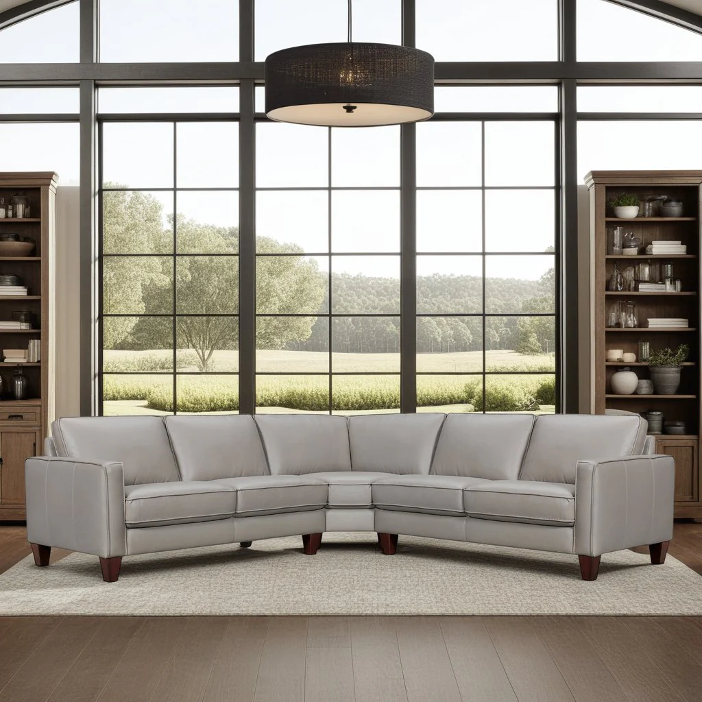 Summit 3 Piece Greige Leather Sectional Sofa - Image 9