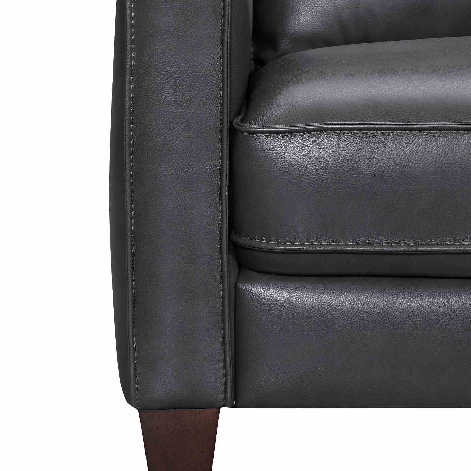 Summit 3 Piece Pewter Leather Sectional Sofa - Image 4
