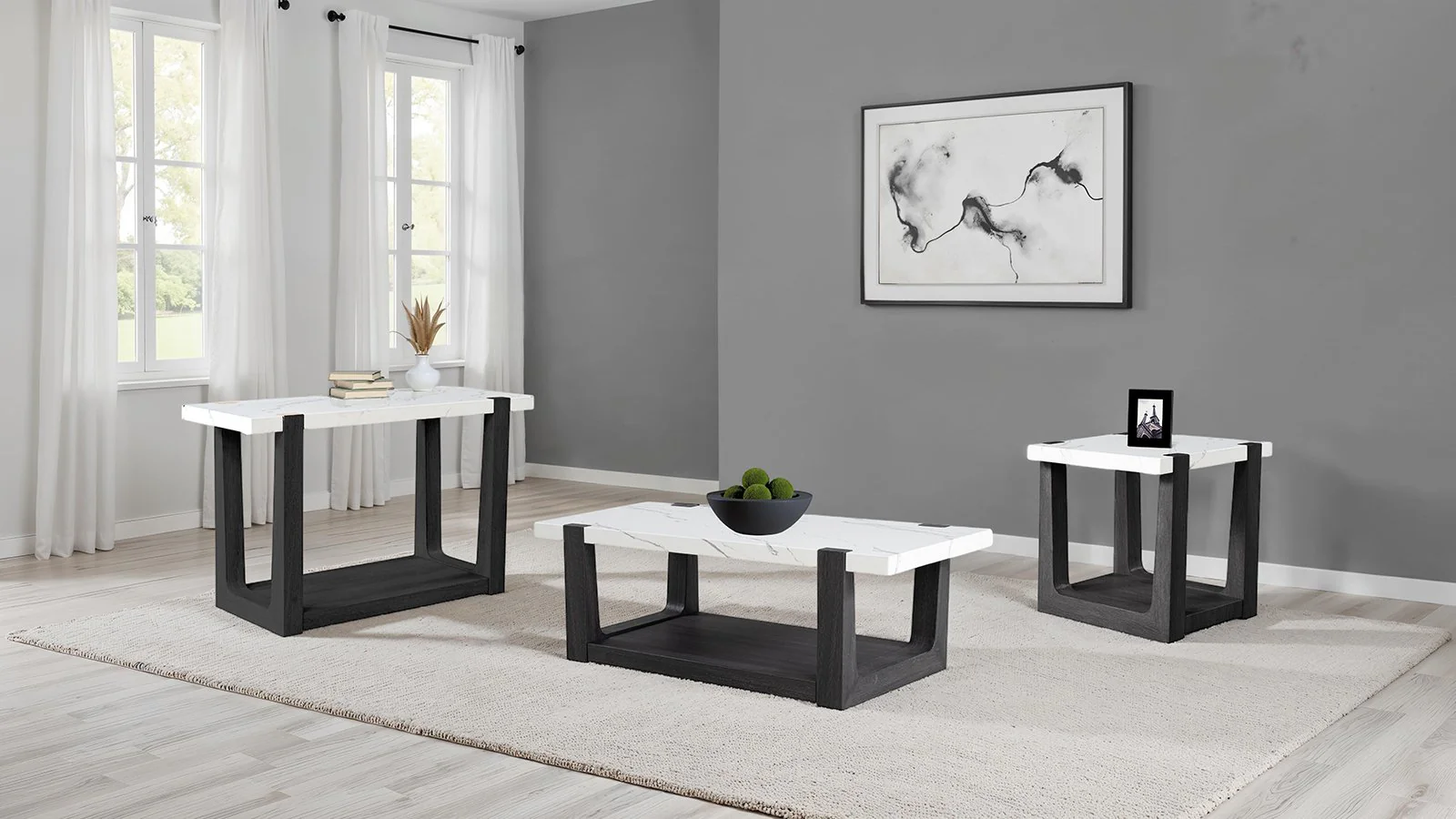 Sundbry Coffee Table, White/Black - Image 2