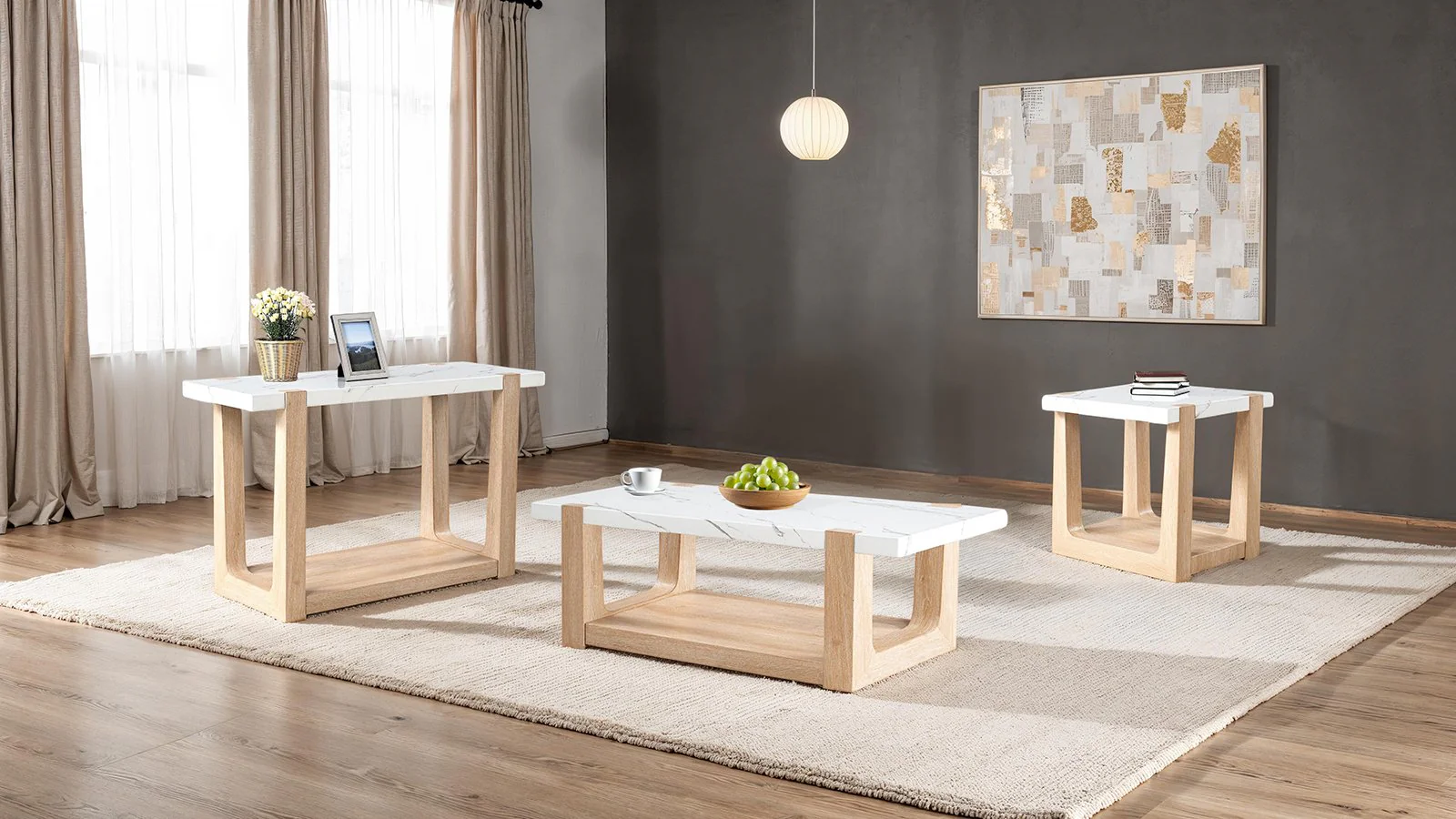 Sundbry Sofa Table, White/Natural - Image 2