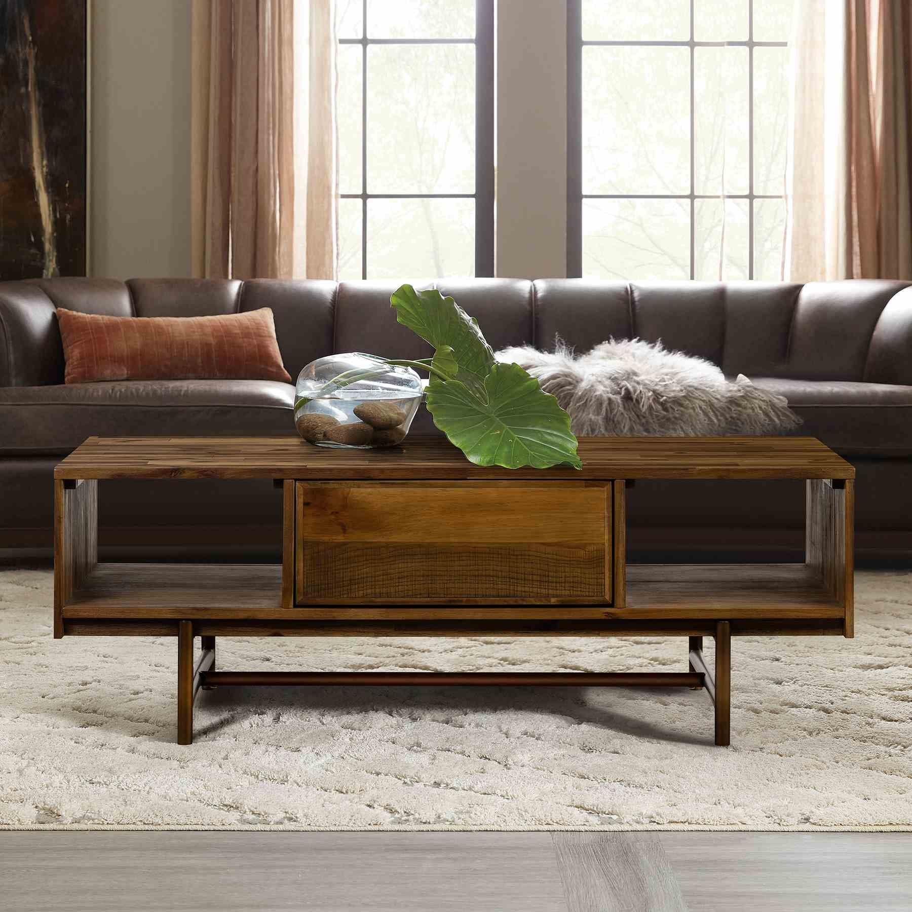 Superb Rustic Oak Coffee Table with Drawer - Image 11