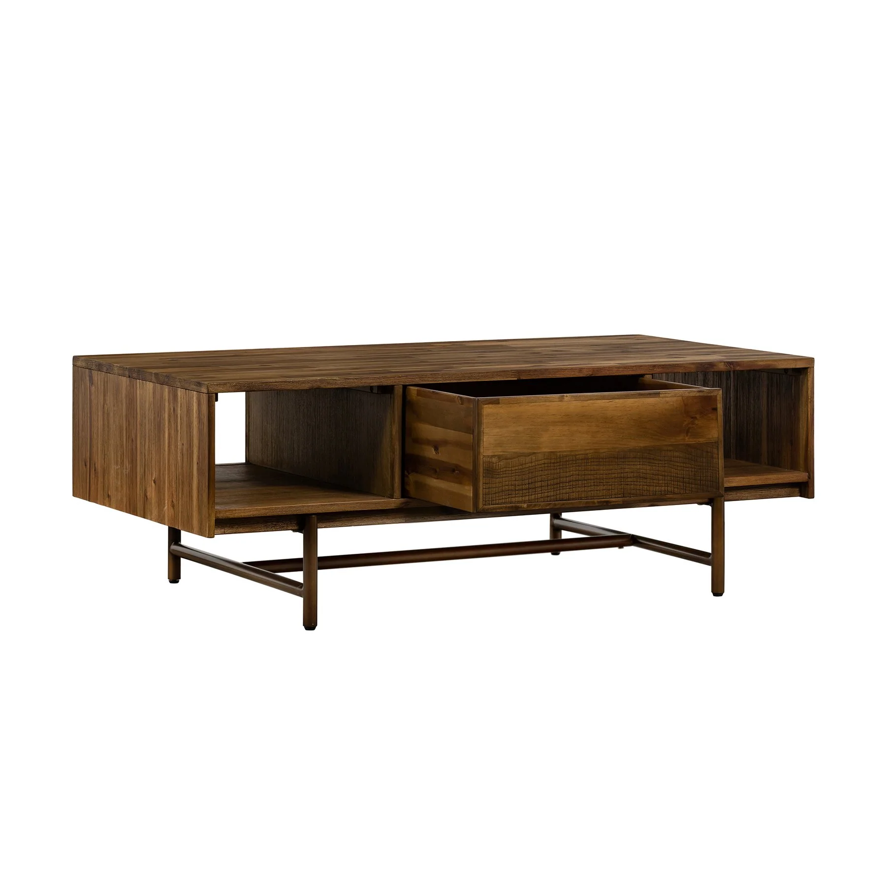 Superb Rustic Oak Coffee Table with Drawer - Image 2
