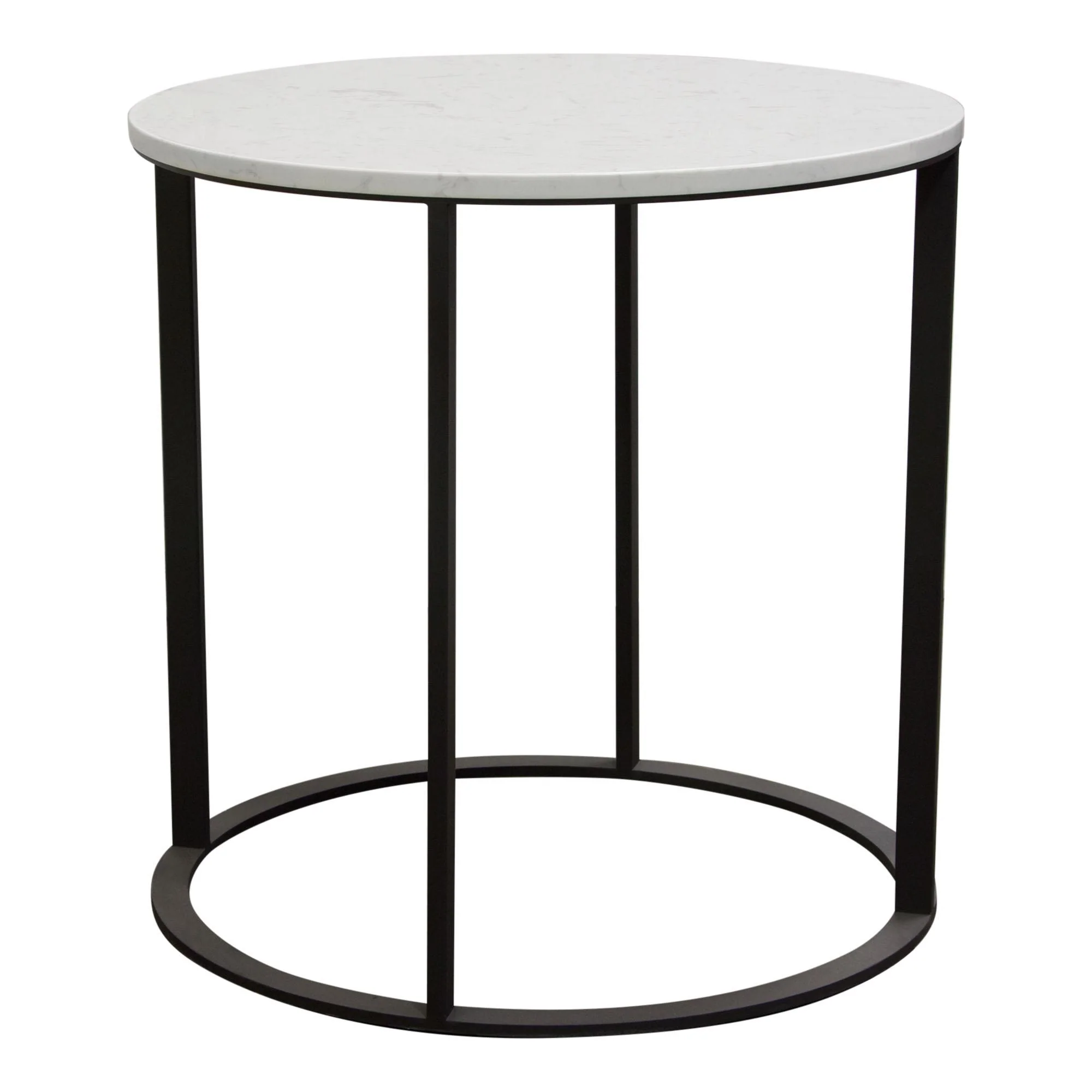 Surface Round End Table w/ Engineered Marble Top & Black Powder Coated Metal Base by Diamond Sofa - Image 3