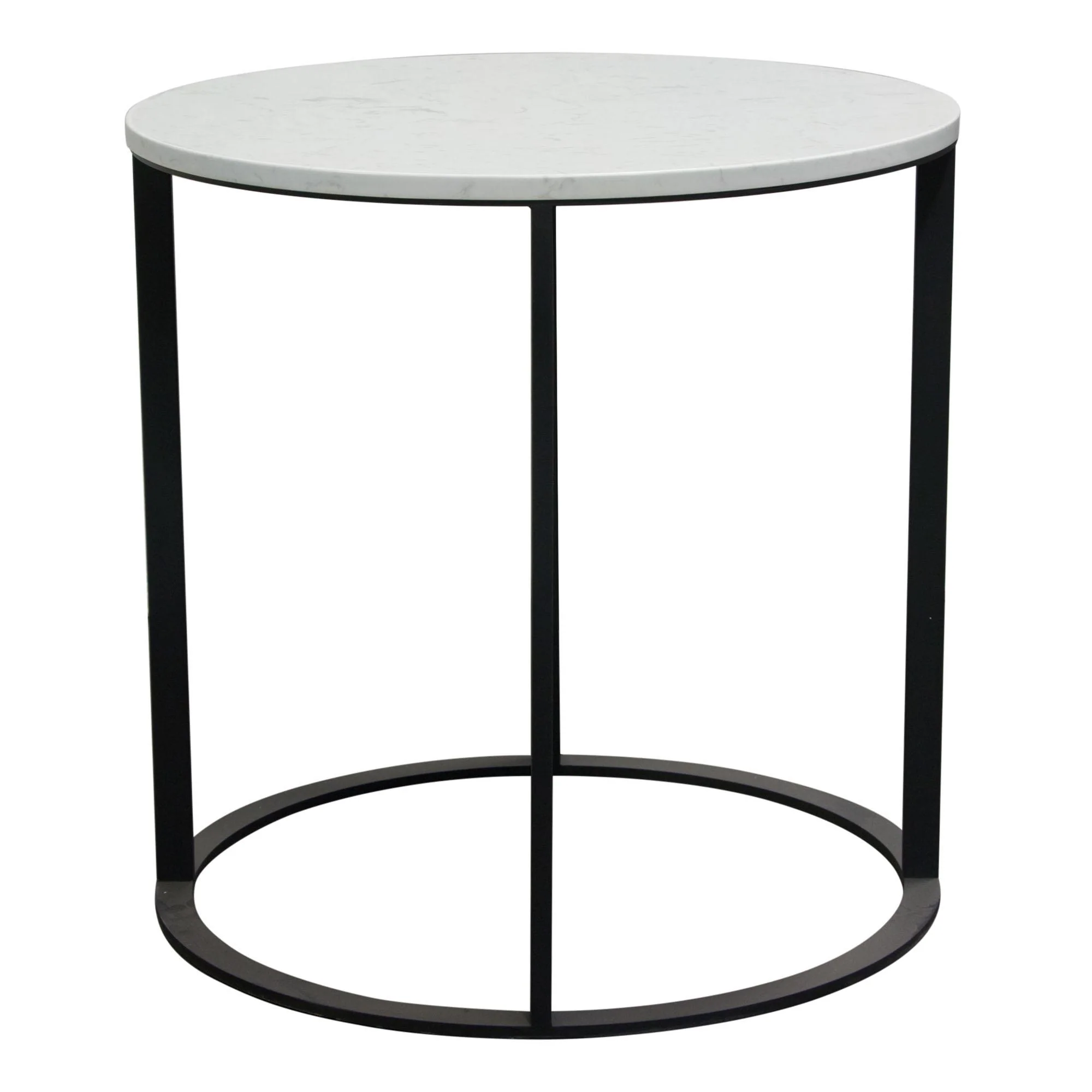 Surface Round End Table w/ Engineered Marble Top & Black Powder Coated Metal Base by Diamond Sofa - Image 5