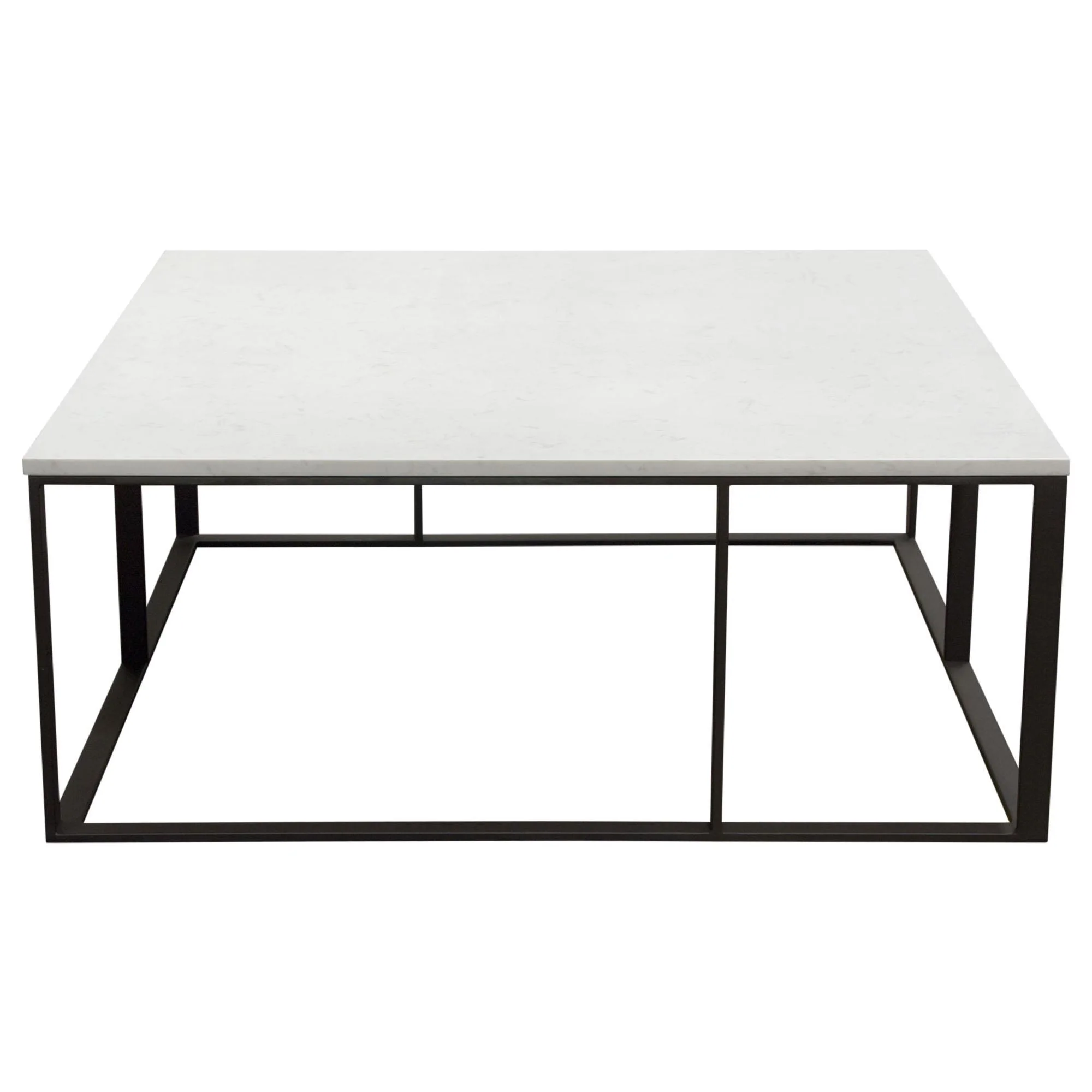 Surface Square Cocktail Table w/ Engineered Marble Top & Black Powder Coated Metal Base by Diamond Sofa - Image 2