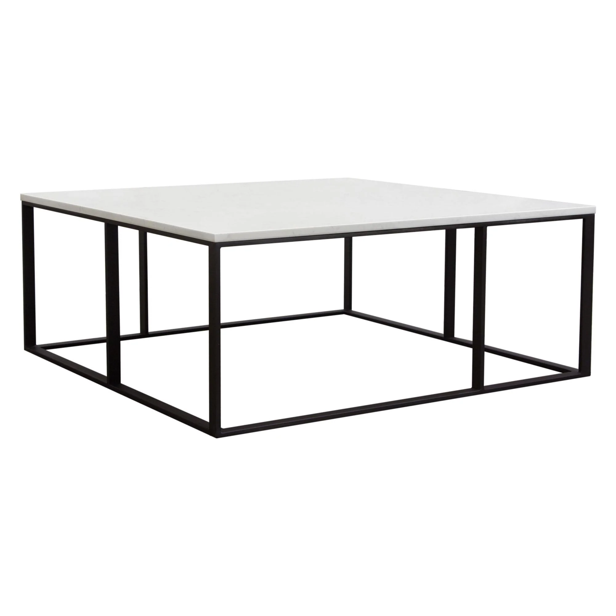 Surface Square Cocktail Table w/ Engineered Marble Top & Black Powder Coated Metal Base by Diamond Sofa - Image 4