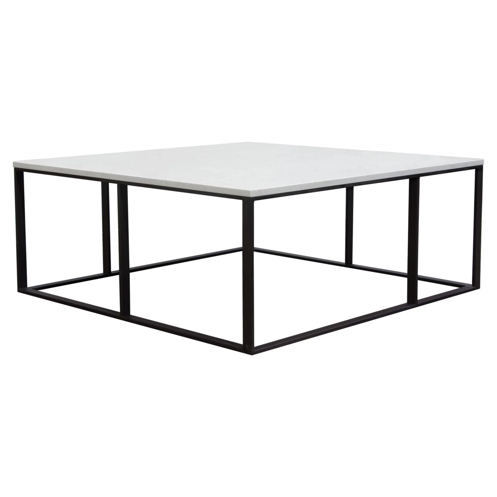 Surface Square Cocktail Table w/ Engineered Marble Top & Black Powder Coated Metal Base by Diamond Sofa - Image 5