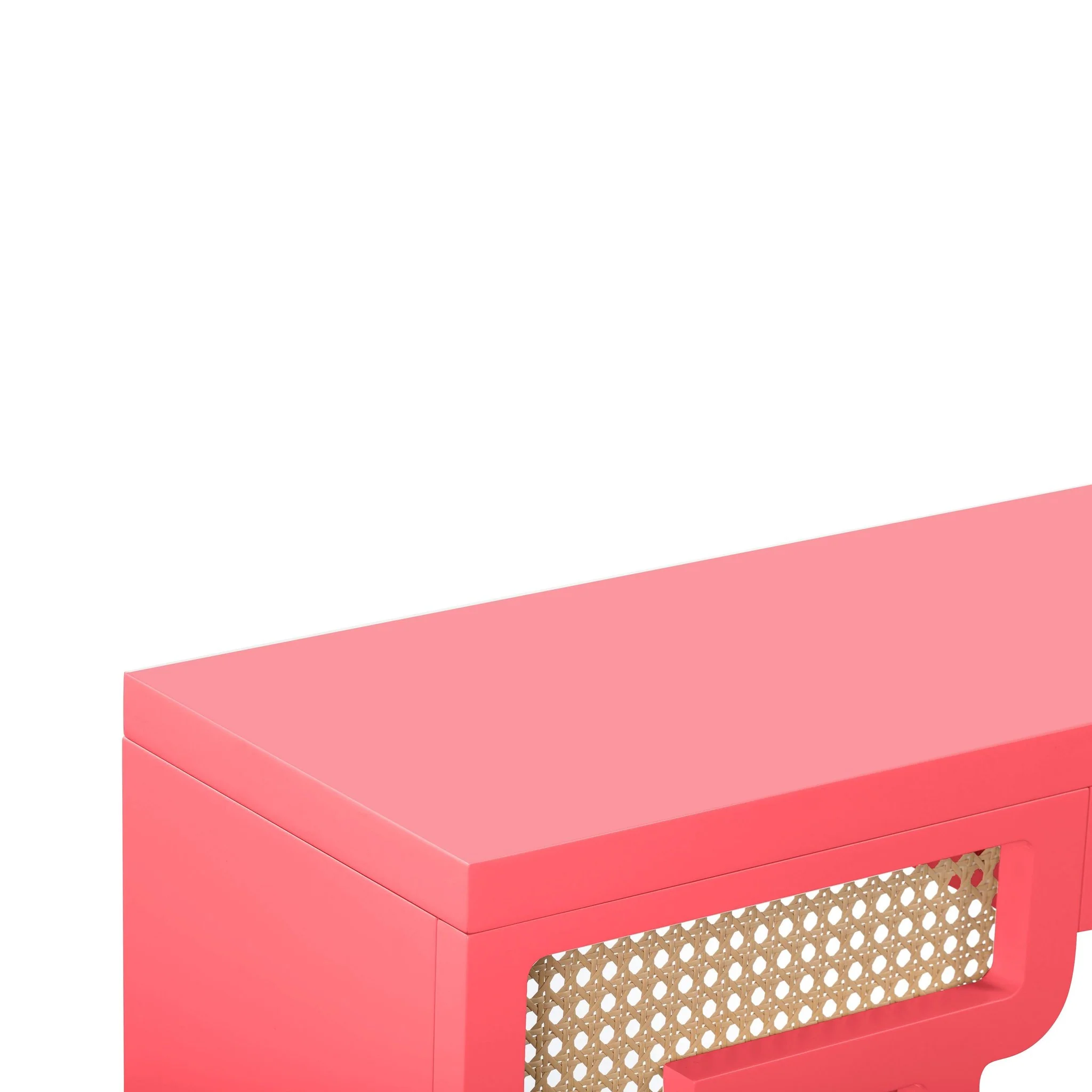 Suzie Coral Pink & Rattan Console Table - Image 5