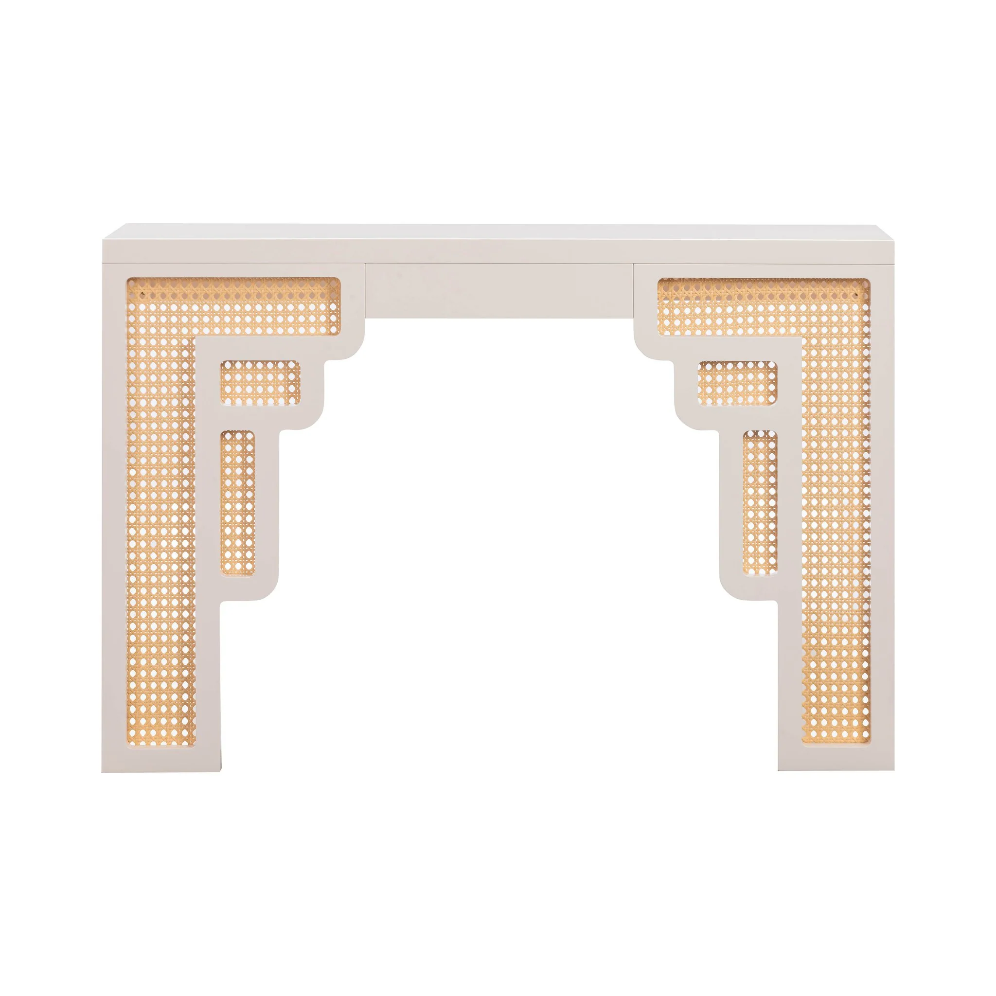 Suzie Cream & Rattan Console Table - Image 3
