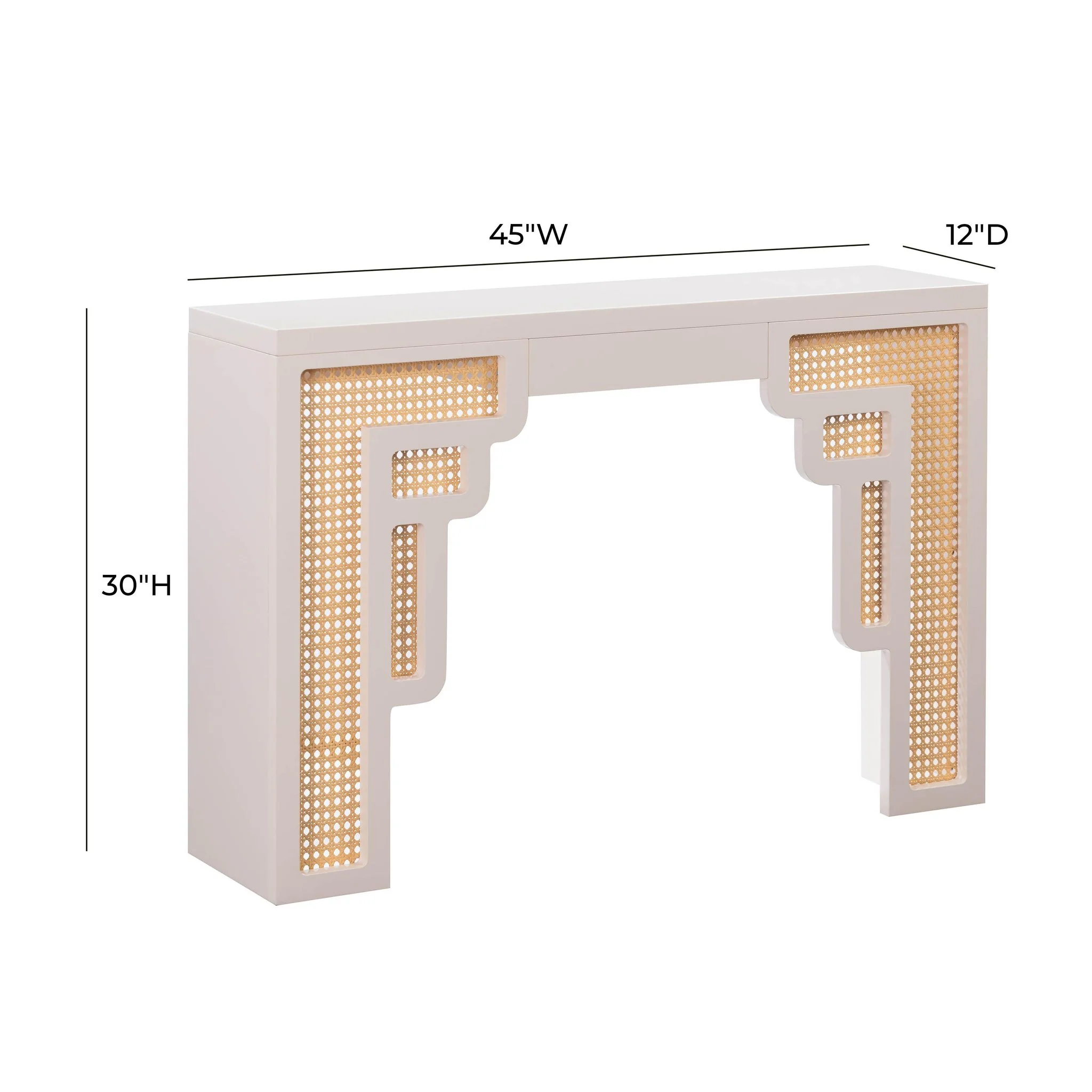 Suzie Cream & Rattan Console Table - Image 6