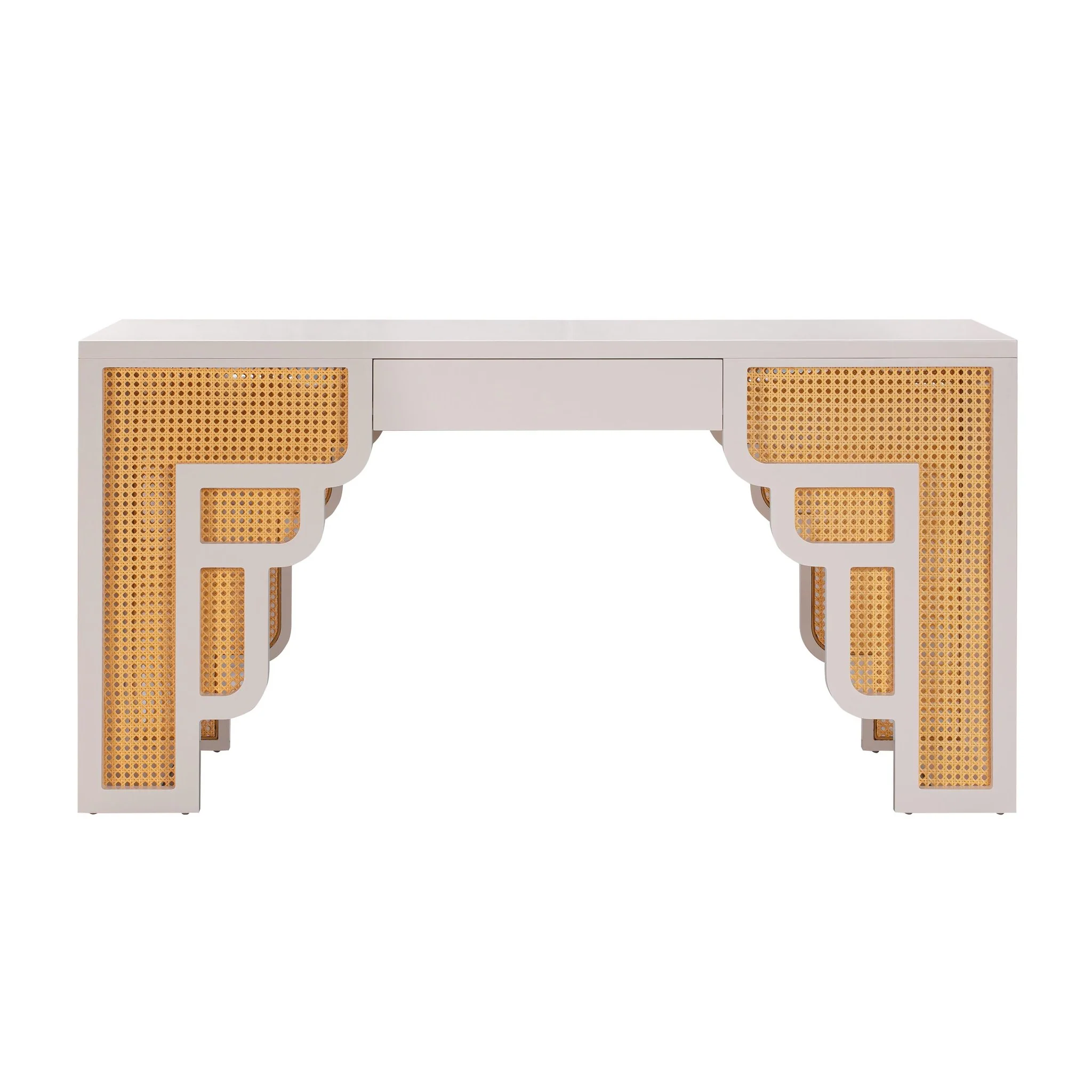 Suzie Cream & Rattan Executive Desk - Image 3