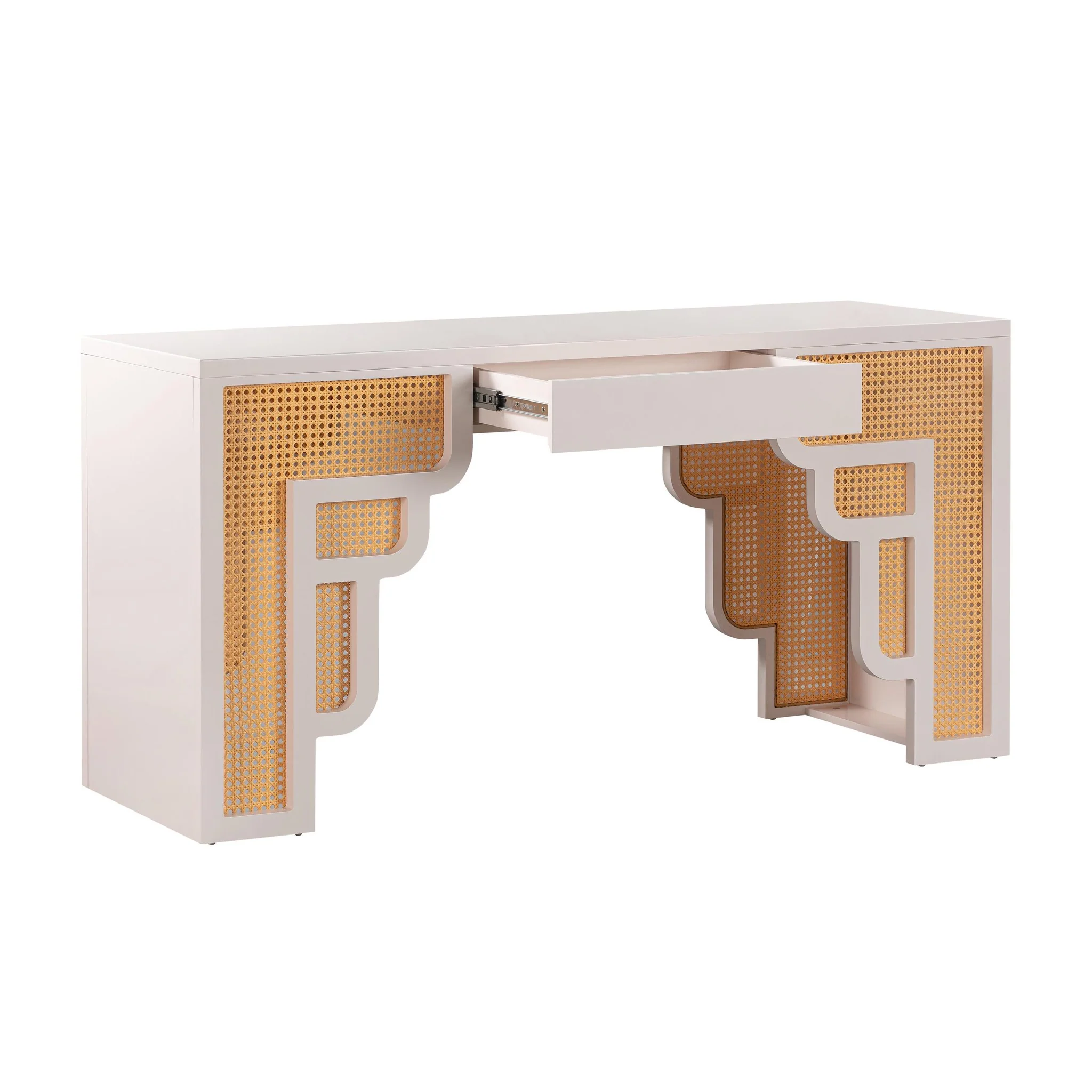 Suzie Cream & Rattan Executive Desk - Image 4